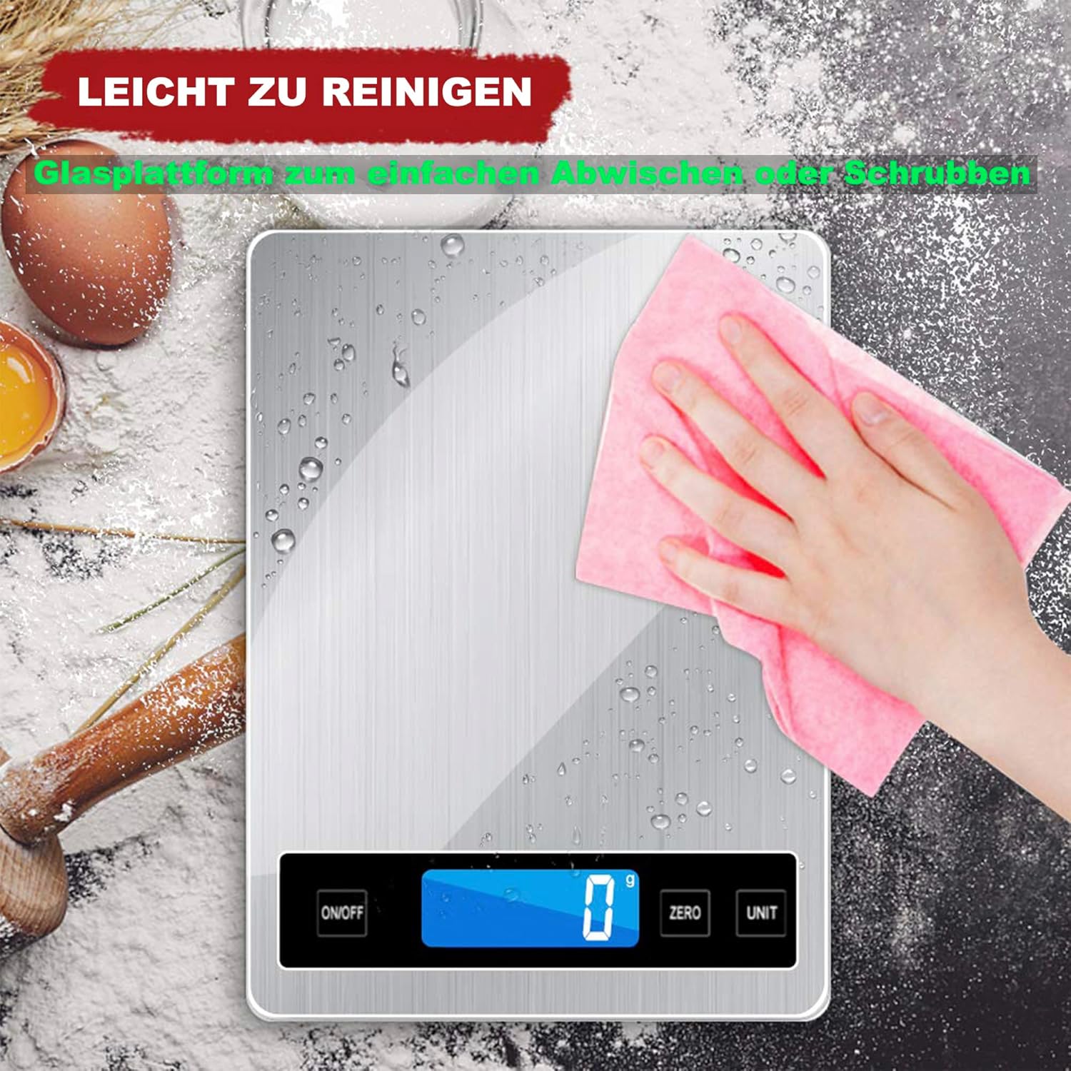 Küchenwaage Digitale Küchenwaage – Digitale Waage bis 15 kg und wunderbare Präzision bis 1 g | g/kg/lb:oz/ml/fl'oz | Typ oder batteriebetrieben | Haushaltswaagen – Bild 6