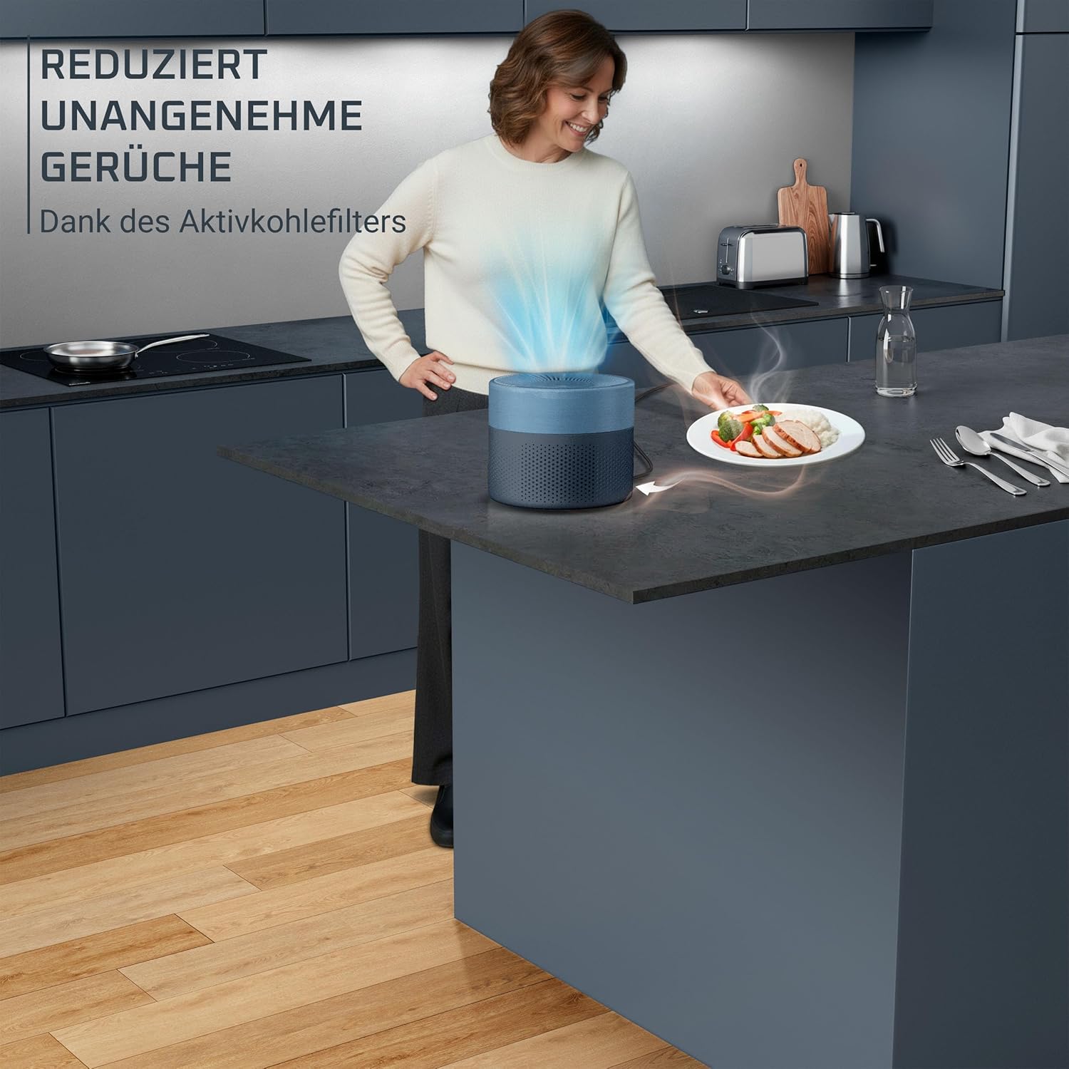 Rowenta PU1522F0 Pure Air Mini-Luftreiniger für Zuhause, ultrakompakte Größe, bis zu 22 m², extrem leiser Nachtmodus, 3-in-1-Filterung, HEPA Allergy+, Blau – Bild 5