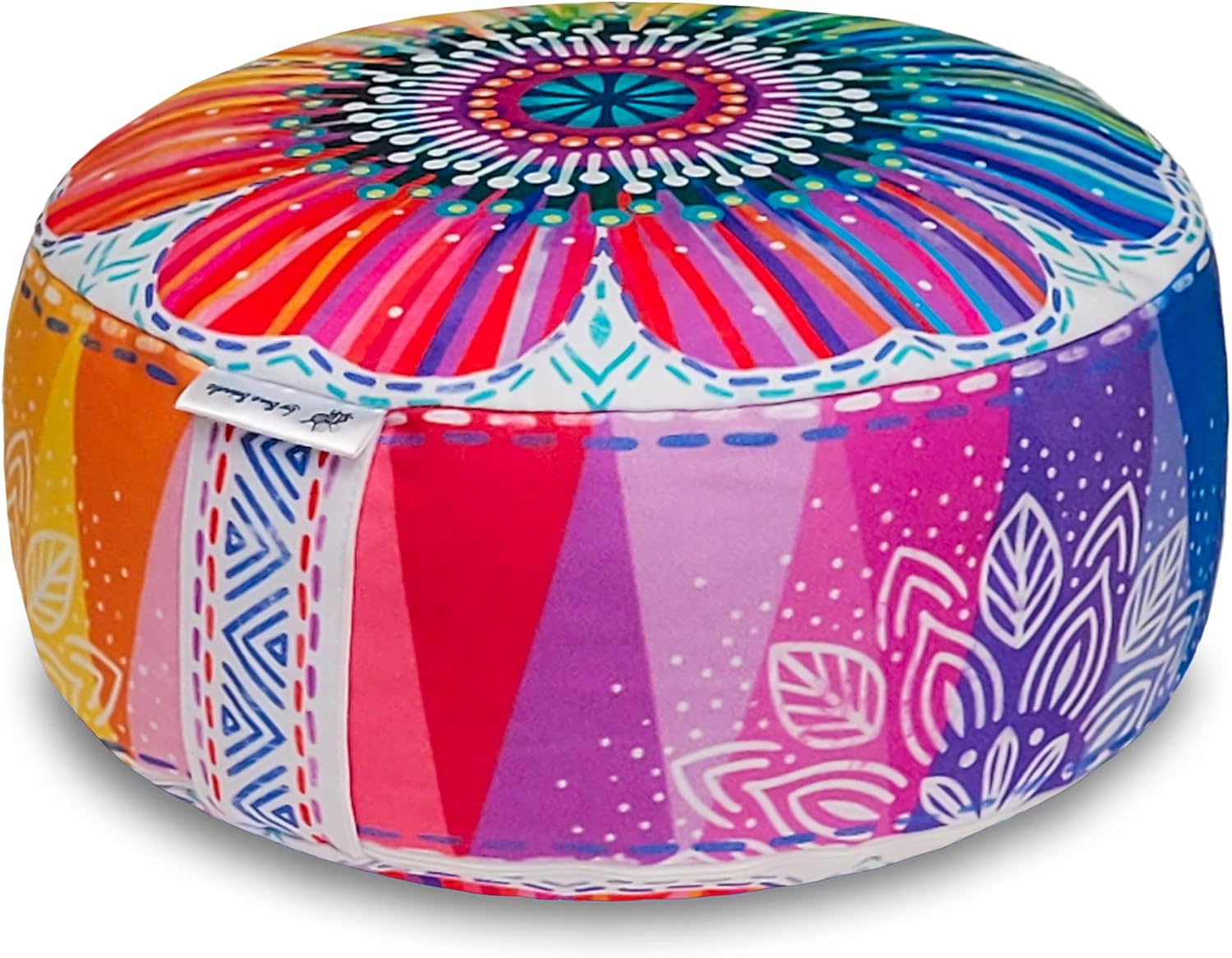 Bine Brändle Mandala Meditationskissen, Yogakissen, Bodenkissen, ideale Sitzhöhe 15 cm, Innenkissen mit verstellbarer Dinkelspelzfüllung, GOTS zertifiziert, Baumwollbezug