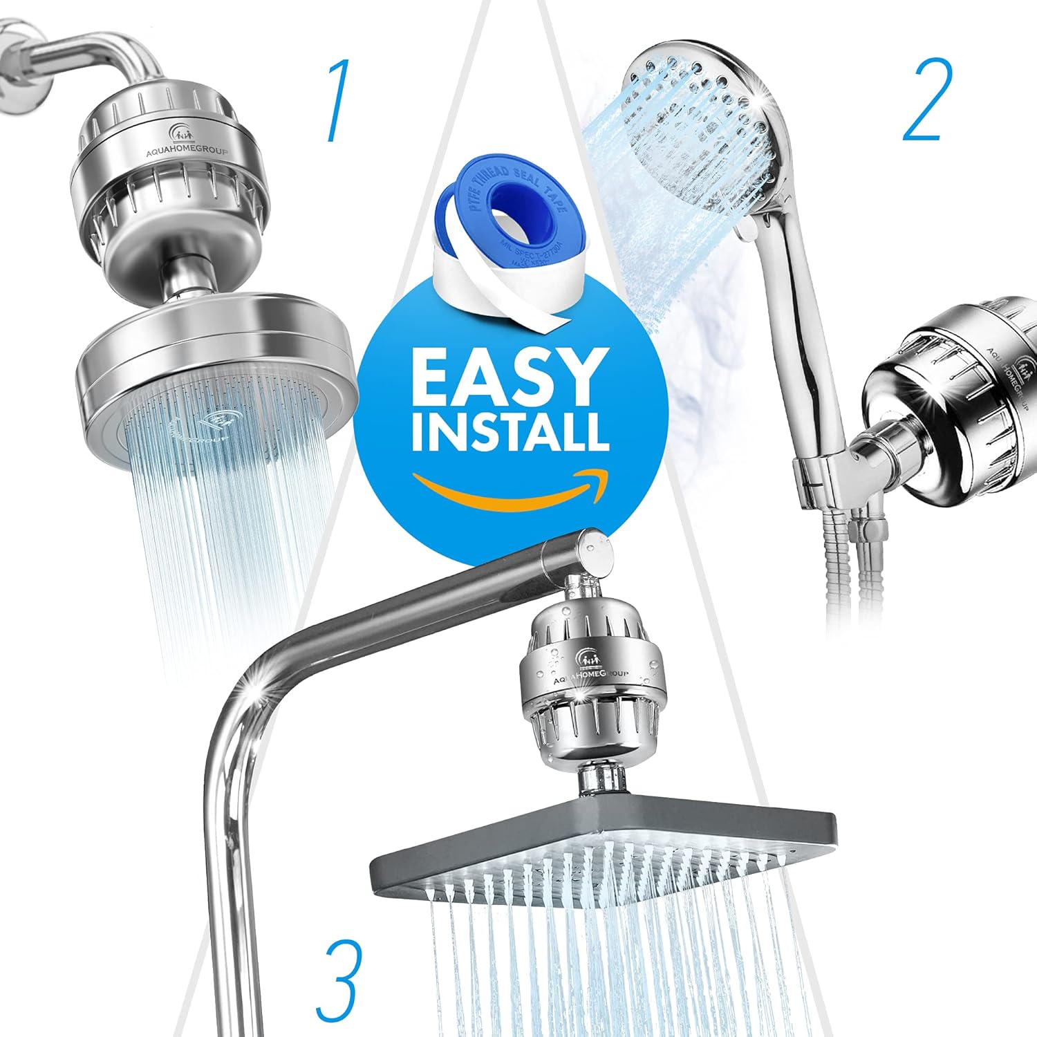 AquaHomeGroup 20-Stufen-Duschfilter Kalk mit Vitamin C – Wasserfilter-Dusche zum Entfernen von Chlor und Fluorid – inklusive 2 Aufsätzen – Duschkopf mit konstantem Wasserfluss, Kalkfilter – Bild 5