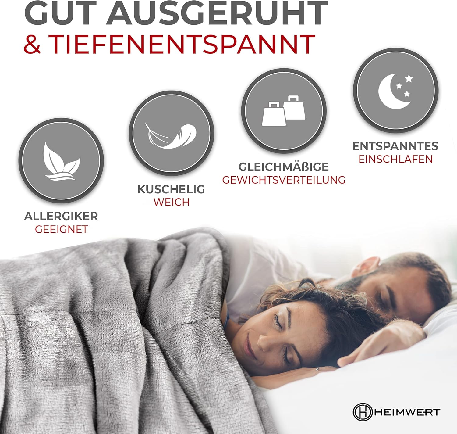 Heimwert Gewichtsdecke Therapiedecke Gewichtsdecke – Schwere Decke für Geborgenheit und tiefen Schlaf I Schwere Bettdecke Therapiedecken Therapiedecke Erwachsenendecke Schwer (4 kg) – Bild 3