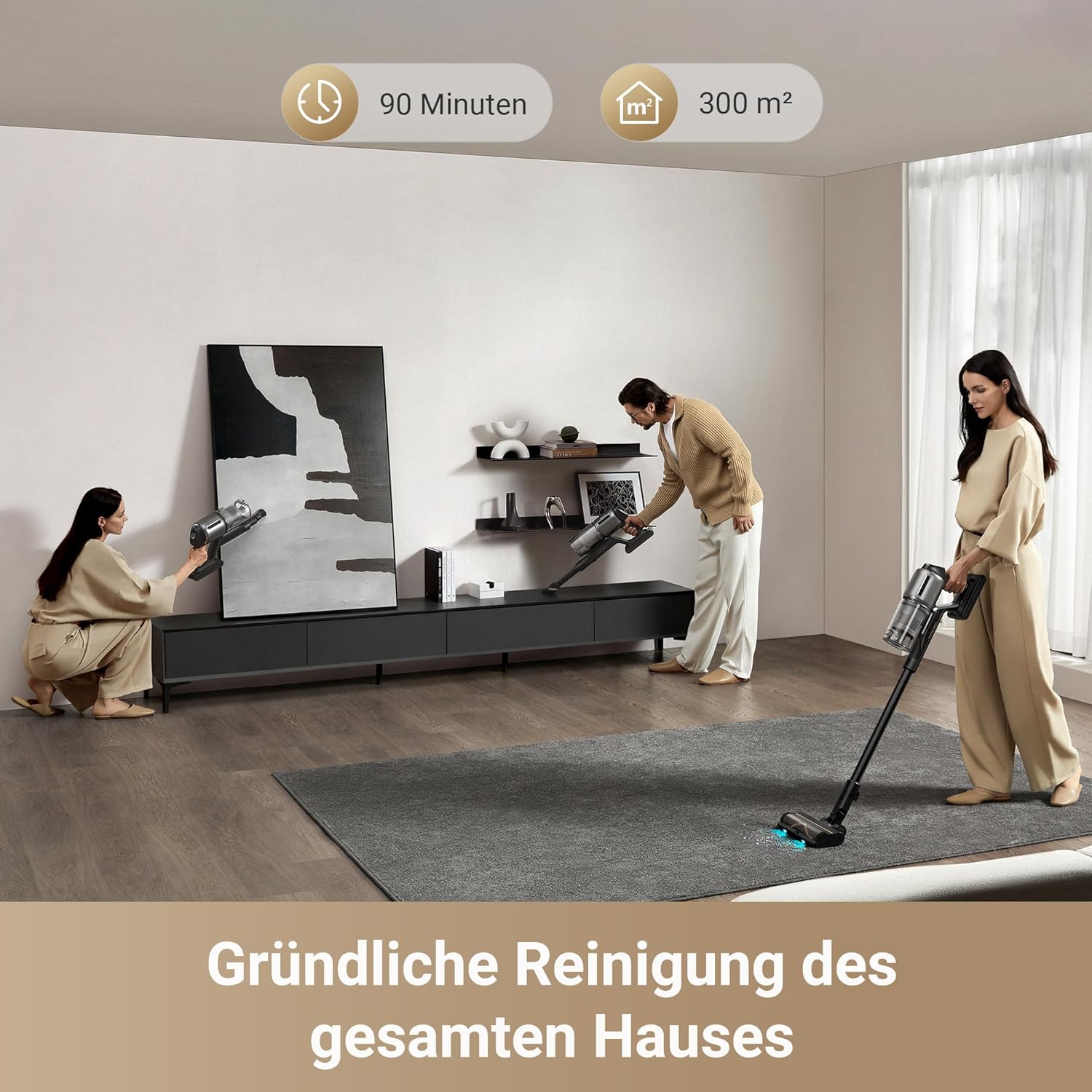 dreame Z30 Akku-Bodenstaubsauger, 28.000 PA/310 AW Saugleistung, 90 Min. maximale Reinigungszeit, Stauberkennungstechnologie, Tierhaarentfernungswerkzeug, Saugleistung für mehrere Oberflächen, Schmutzerkennung – Bild 7