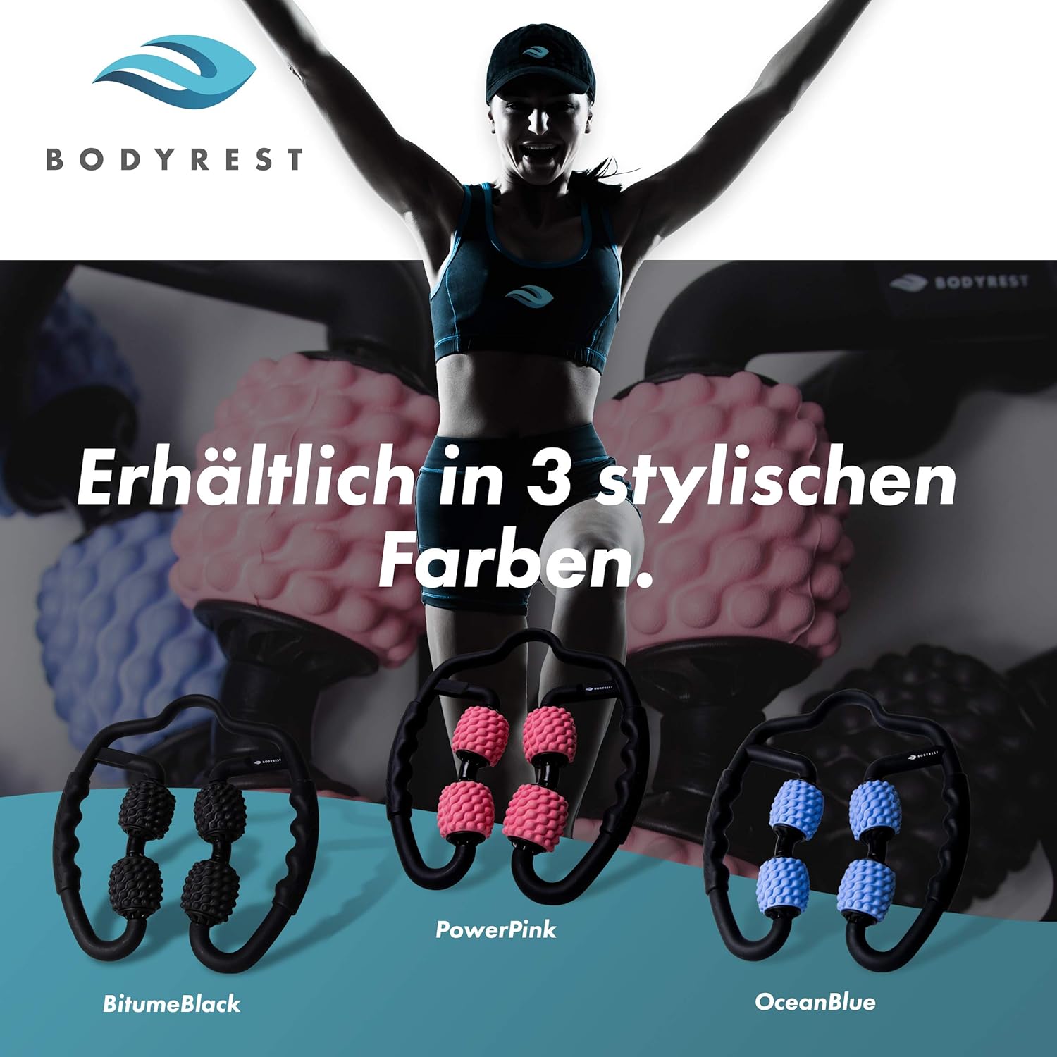 BodyRest Muskelmassageroller, Faszienroller und Massagegerät. Wohlbefinden für Nacken und Schulter, Oberschenkel, Beine, Arme und Füße. Erleben Sie Entspannung, Selbstmassage und die Welt der Faszien., rosa – Bild 6