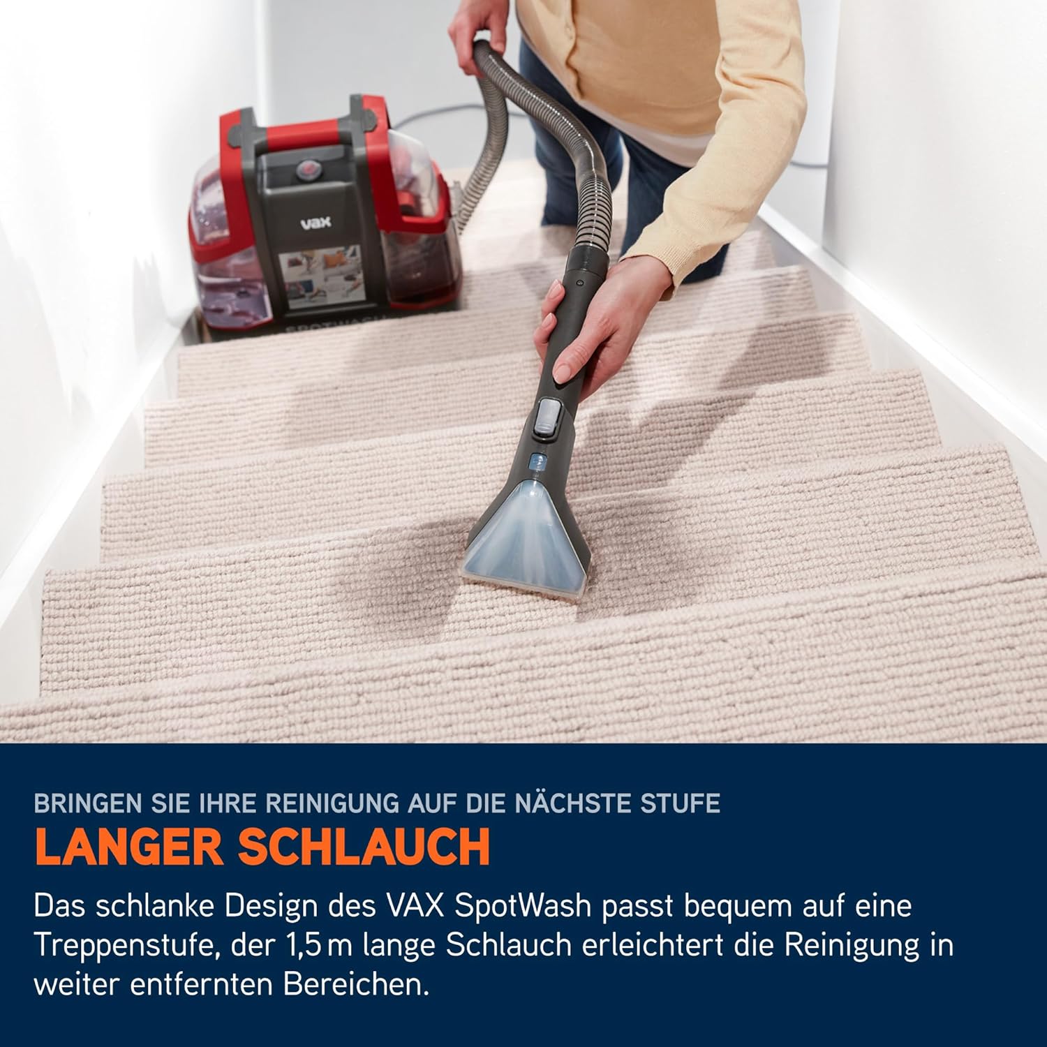 Vax SpotWash Fleckenreiniger – Teppich- und Polsterreinigungsgerät mit starker Saugkraft, schnell trocknend, ideal für die tägliche Tiefenreinigung von Treppen, Sofas, Autos und Hartböden – Bild 9