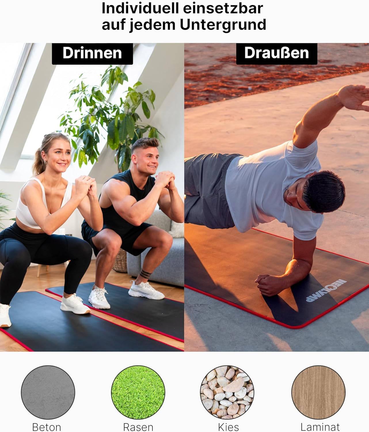 Neolymp Fitnessmatte / Sportmatte für den Profisport + Ebook mit Übungen / Gymnastikmatte – Bild 8