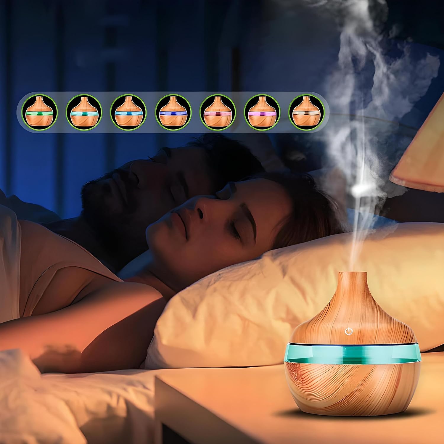 Retoo Aromadiffusor für Duftöle, Ultraschall-Luftbefeuchter, Öllampe, Aromatherapie-Öldiffusor mit LED-Beleuchtung, Diffusor für ätherische Öle, Raumbefeuchter für Schlafzimmer, Büro, Yoga, Spa – Bild 3