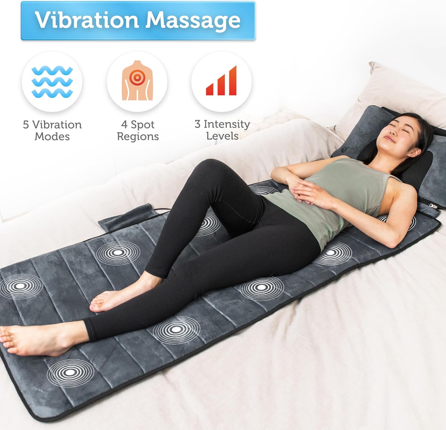 COMFIER Massagematte Ganzkörpermassage mit Wärmefunktion, Massagesitzkissen mit verstellbarem Shiatsu-Nackenkissen, 10 Vibrationsmotoren zur gezielten Linderung von Muskelverspannungen – Bild 2