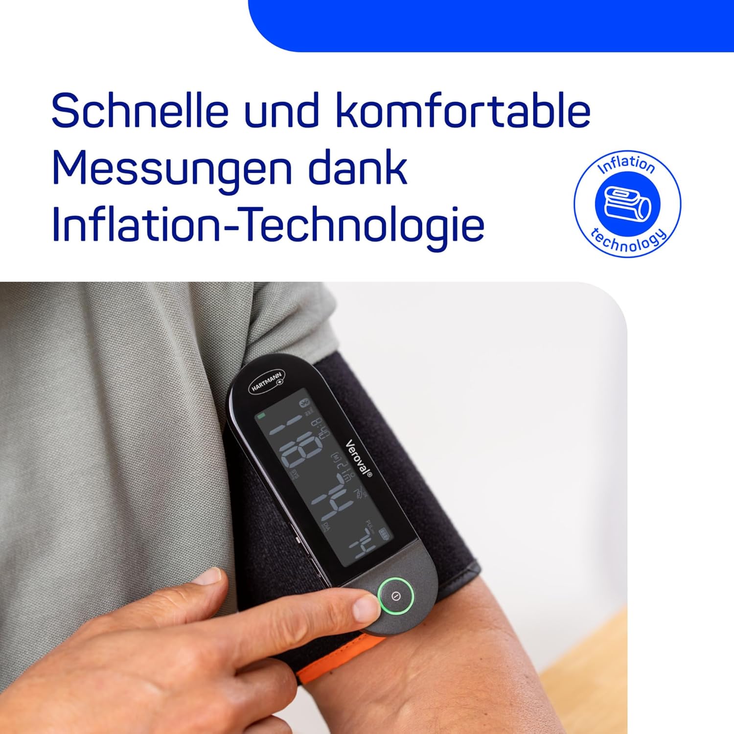 Veroval® fusion Oberarm-Blutdruckmessgerät ohne Kabel und Schläuche, digitales & vollautomatisches Blutdruckmessgerät mit Bluetooth® & Health App, Datenübertragung an Apple Health und Health – Bild 4