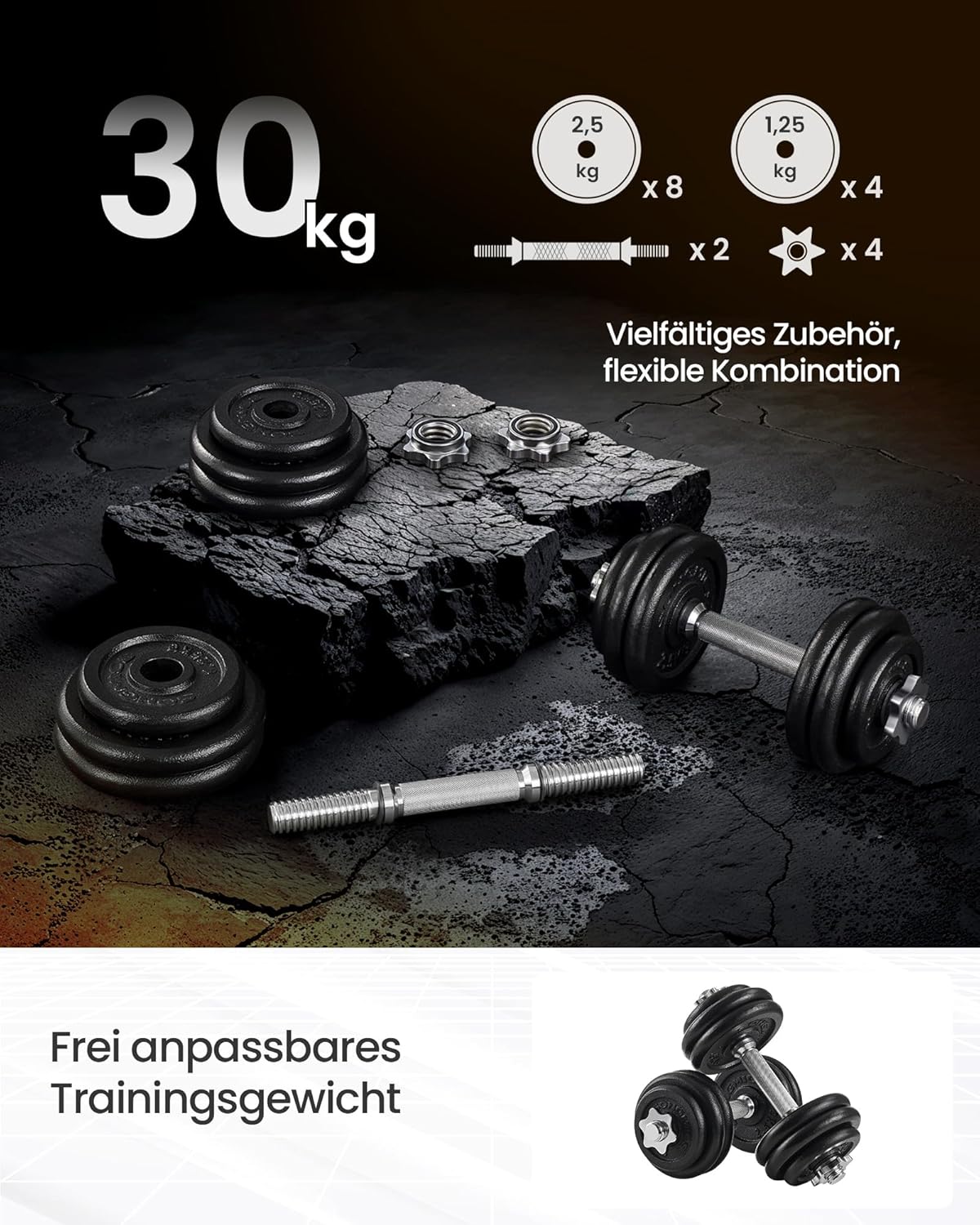 SONGMICS Hanteln, Hantel-Set, Gusseisen, verstellbare Hanteln für Männer und Frauen, Workout, Fitness, Training, Gewichtheben, für das Fitnessstudio zu Hause – Bild 5