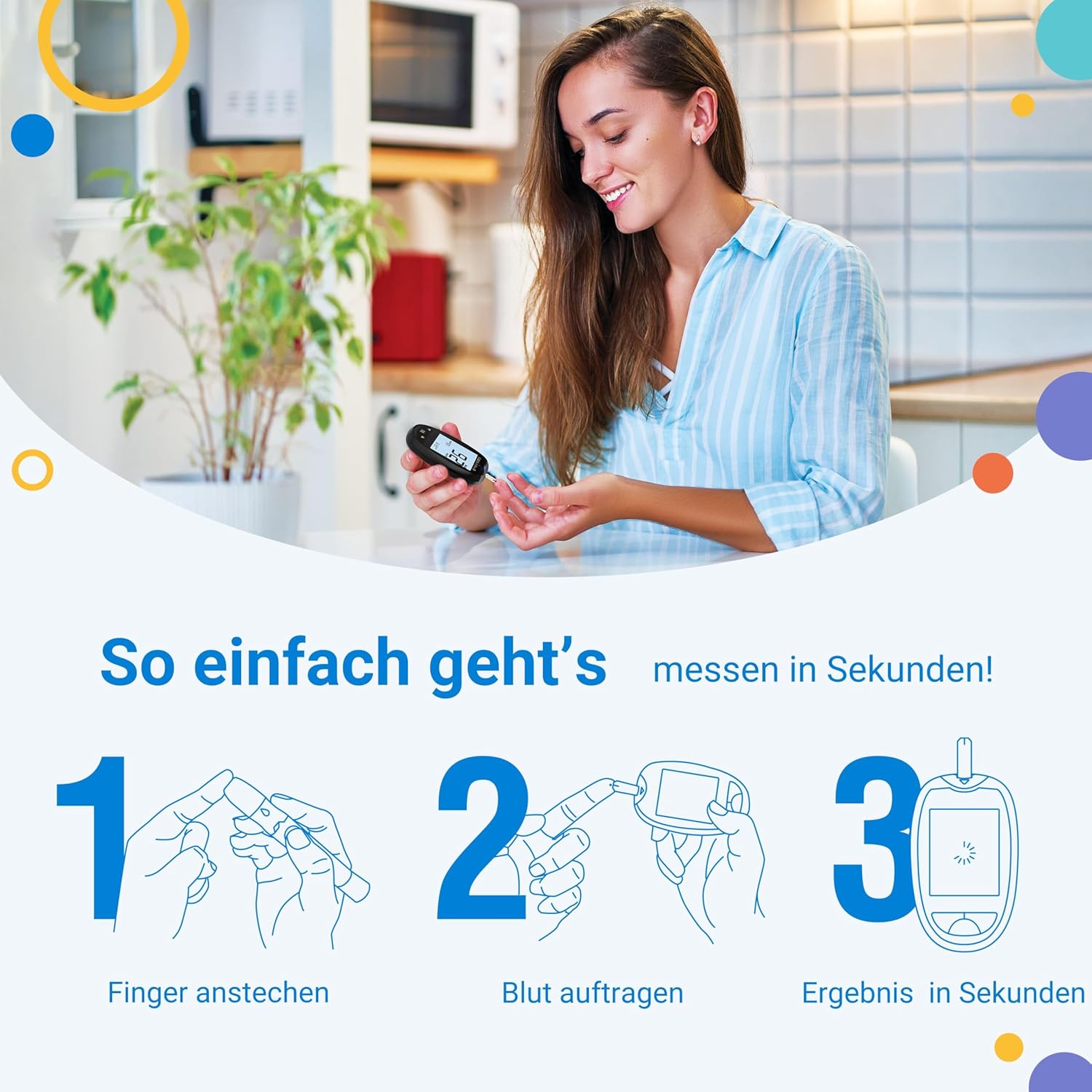 FORA 6 Connect | 4-in-1-Blutzucker-, Keton-, Cholesterin- und Harnsäuremessgerät | Für den Heimgebrauch | Bluetooth & App | Inklusive Teststreifen und Zubehör, Gelb – Bild 4