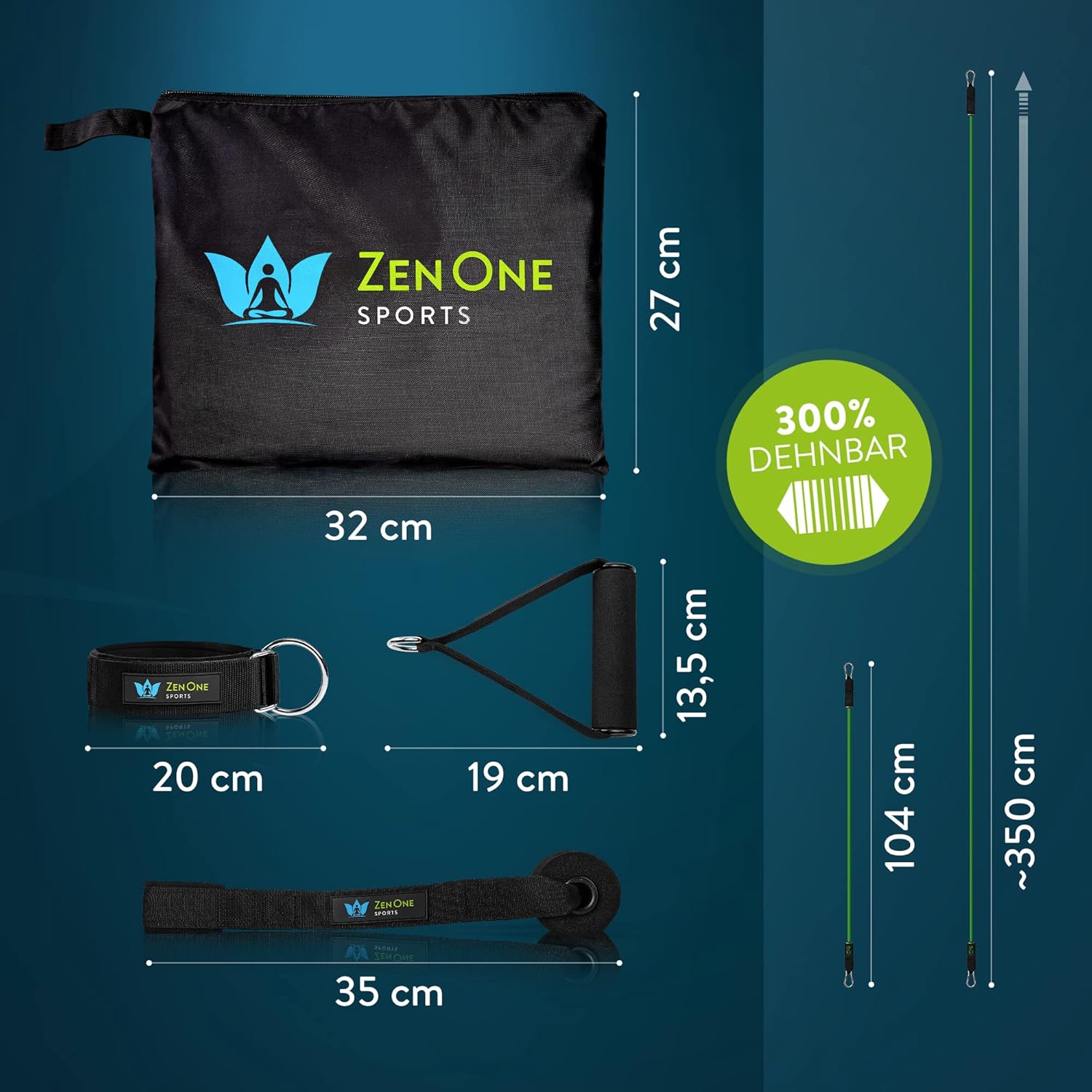 ZenOne Sports® Resistance Bands Set I Robuste Fitnessbänder in 5 Stärken I Widerstandsbänder für Krafttraining - Zuhause & Unterwegs I Trainingsbänder, Fitness-Bänder, Gummibänder Sport – Bild 6