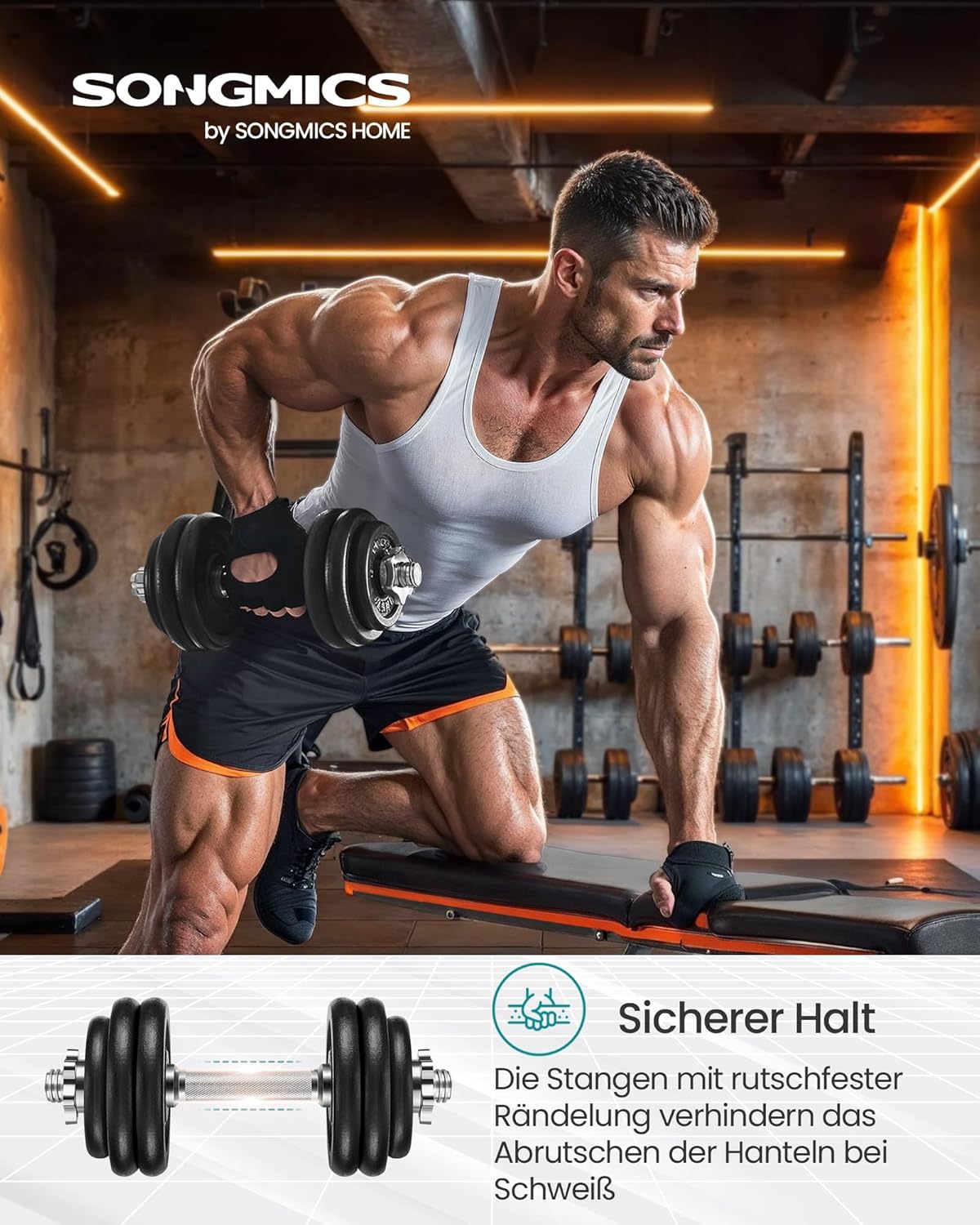 SONGMICS Hanteln, Hantel-Set, Gusseisen, verstellbare Hanteln für Männer und Frauen, Workout, Fitness, Training, Gewichtheben, für das Fitnessstudio zu Hause – Bild 2