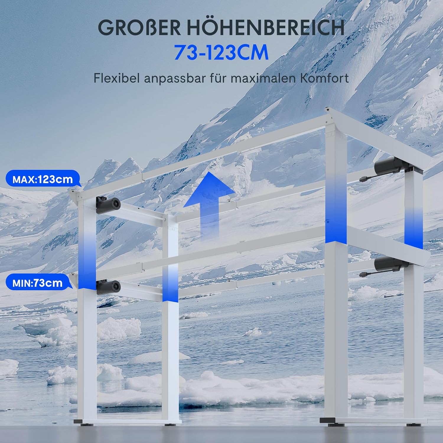 FLEXISPOT Elektrisches Tischgestell, höhenverstellbar, 4-Fuß-Gestell für höhenverstellbaren Schreibtisch, mit 2 Motoren, LED-Höhenanzeige, 3 Memory & Sitzerinnerung, 150 kg Tragkraft – Bild 5