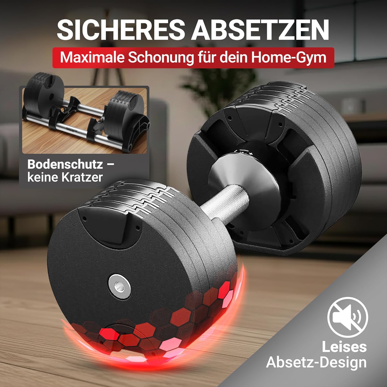 Miweba Sporthantel VH200 | Profi-Hanteln – Hantelgewichte 2–28 kg – Hantel-Set – verstellbare Hanteln – Hantelscheiben aus Stahl – ergonomischer Griff – Hantel-Set – Kurzhantel – Bild 6