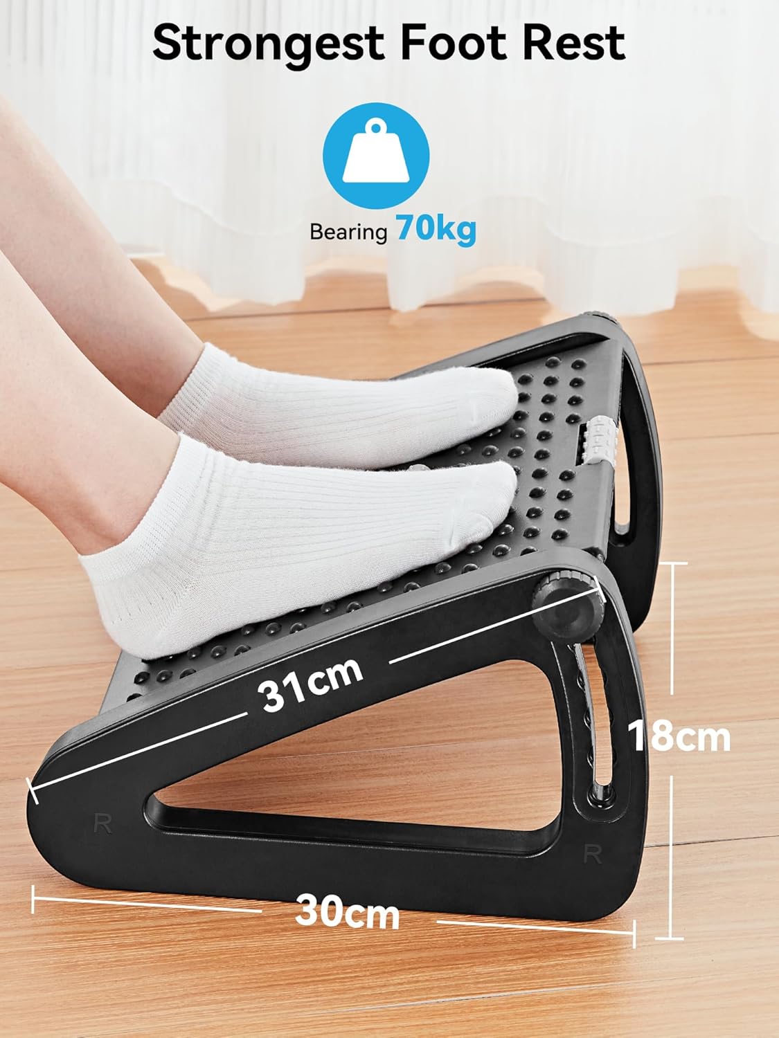 HEETA Fußstützen-Schreibtisch, höhenverstellbarer Fußhocker, ergonomische Fußstütze mit Massagefunktion für Büro und Zuhause – Bild 8