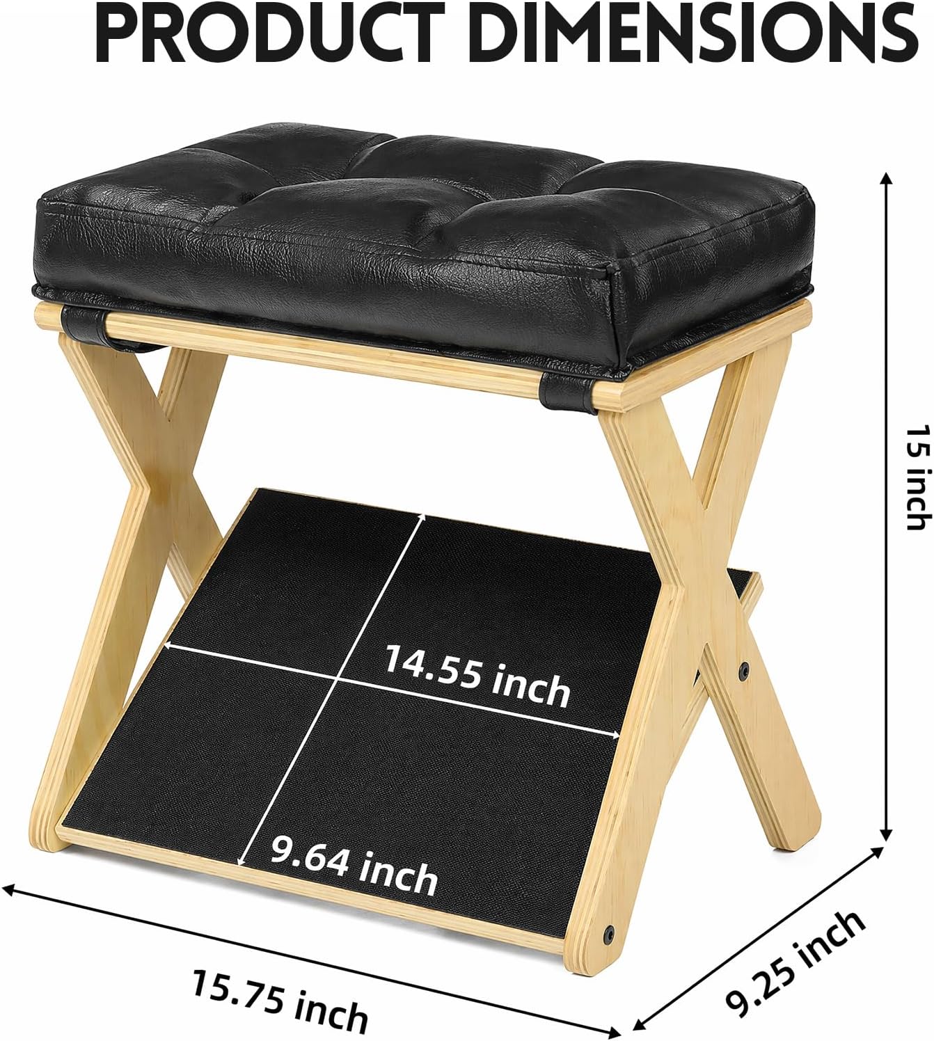 2-in-1 Fußstütze Schreibtisch, Ergonomischer Fußablage aus Holz, Rutschfeste Fußablage Fußhocker mit abnehmbarem Weichenpolster, Premium Fußbank Fußstütze für Zuhause Büro – Bild 2