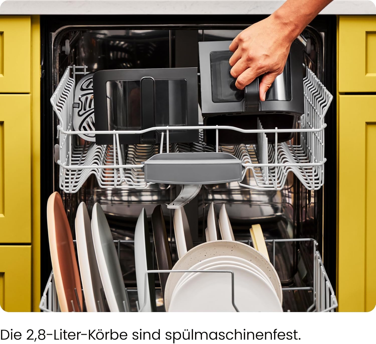 CHEFMAN 5,6-Liter-Doppelkorb-Heißluftfritteuse mit Sichtfenster, Sync-Finish, Hi-Fry, automatische Abschaltung, spülmaschinenfest, 2100 W, digital, Schwarz – Bild 7