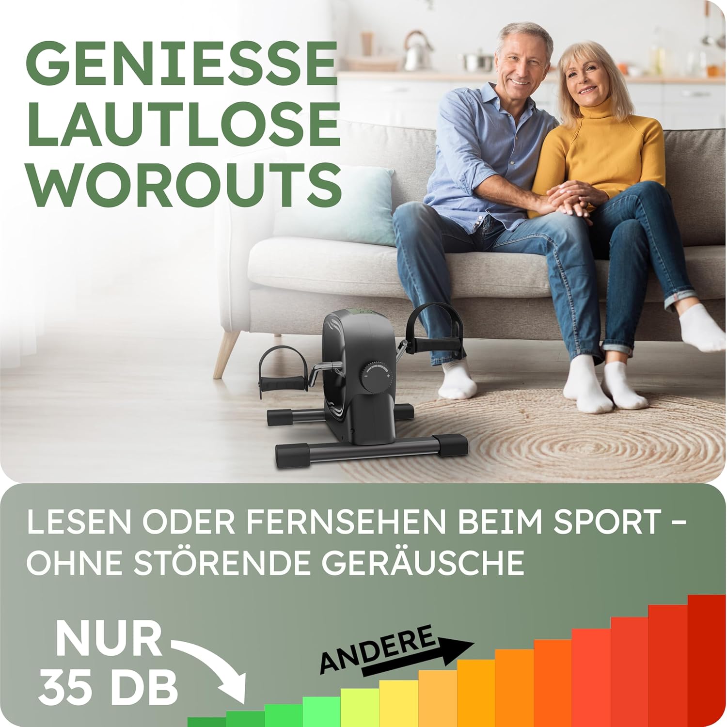 HELDENWERK Pedaltrainer-Set – TÜV/GS geprüft 2025 inkl. Befestigungsgurt & Antirutschmatte – Arm- und Beintrainer für zu Hause – Senioren Pedaltrainer, Heimtrainer – Bild 4