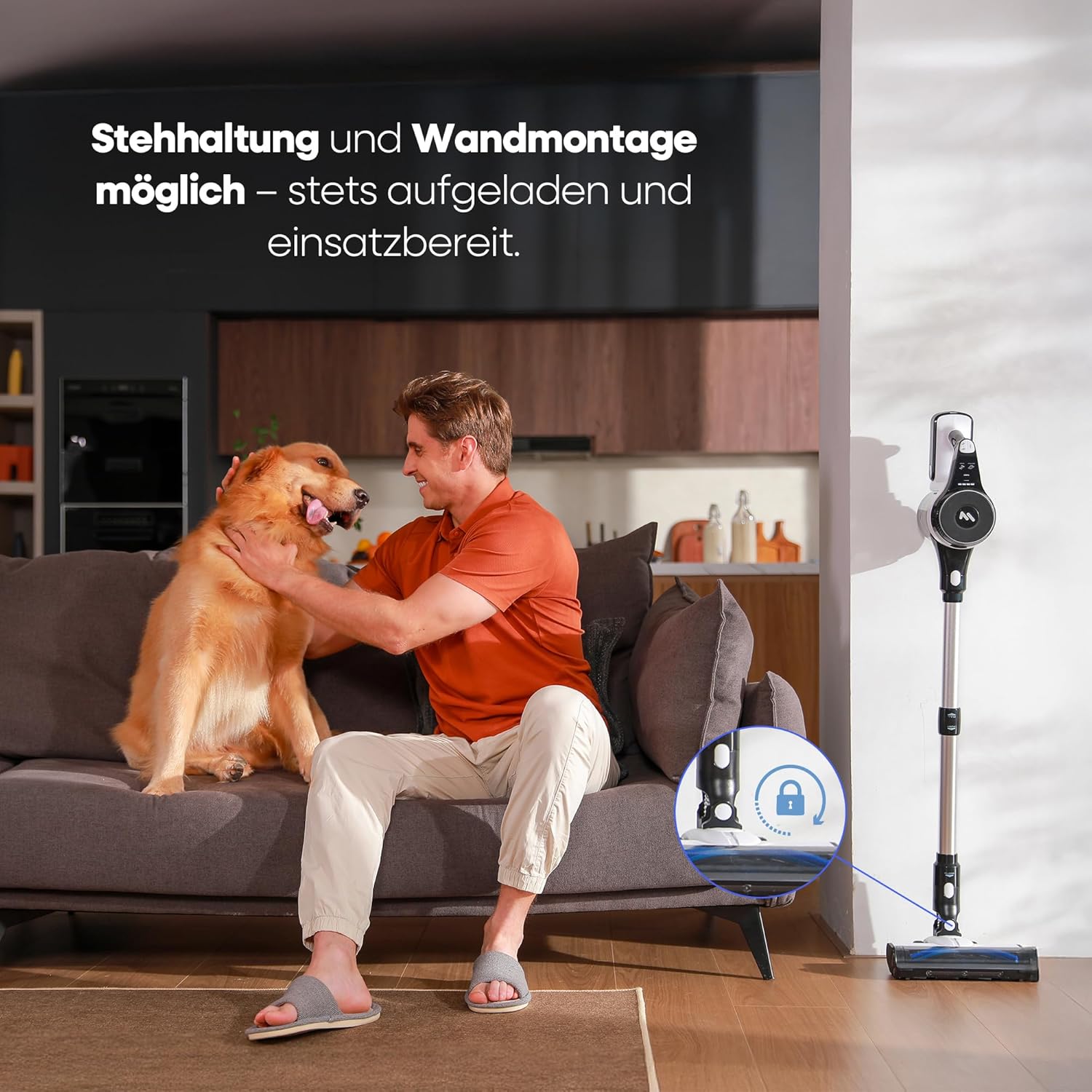 AlloyMove Akku Staubsauger 50000Pa/550W/70Min, 1.5L Staubsauger Kabellos mit Anti-Tangle-Bürste und Wandladestation, 7-Schicht-Filtersystem Super Leise für Tierhaare/Teppiche/Hartböden/Auto A01 – Bild 5