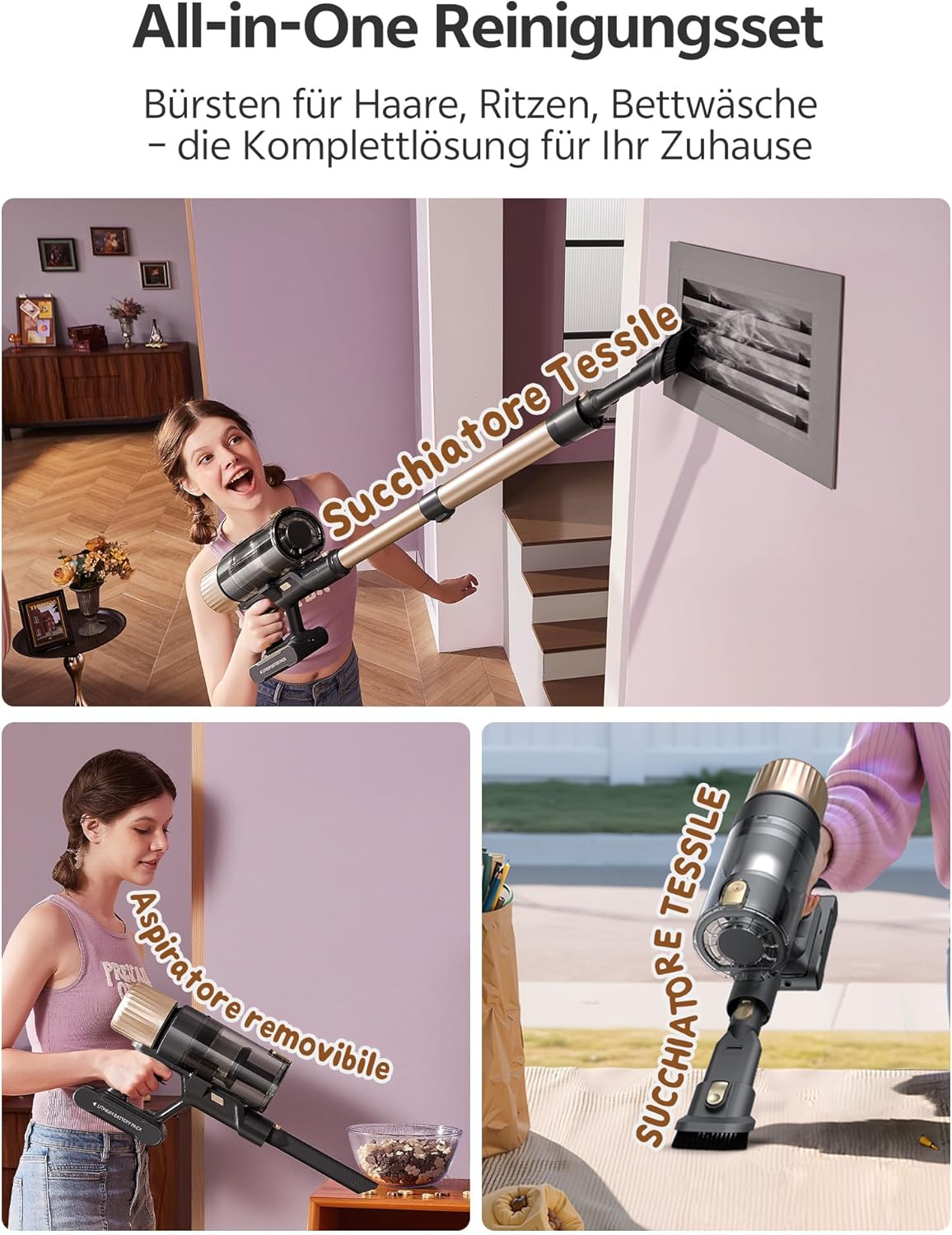 Ultenic Akku-Staubsauger, 600 W/55.000 Pa/65 Min., kabelloser Staubsauger mit GreenEye-Technologie, Teleskoprohr & freistehend, 6-lagiger Filter, Anti-Tangle-Bürste, für Tierhaare, Teppiche, Hartböden – Bild 10
