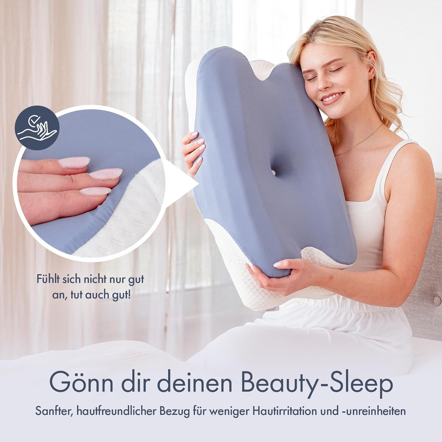 Knoop Home & Living Orthopädisches Nackenkissen aus Memory-Schaum – ergonomisches Kissen gegen Nackenschmerzen und Verspannungen – perfekt für Seitenschläfer und Rückenschläfer – abnehmbarer Bezug – Bild 5