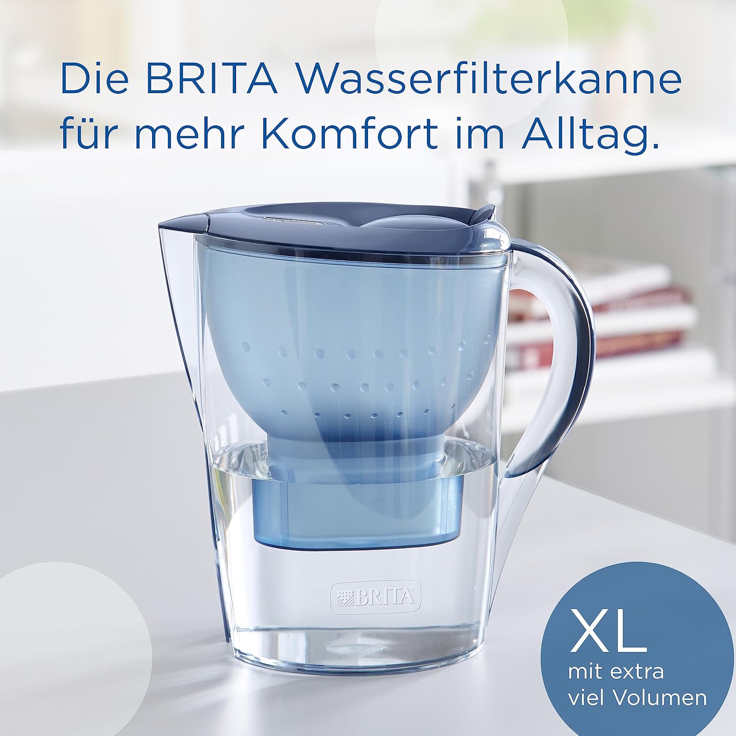 BRITA Wasserfilterkanne Marella XL Blau (3,5L) inklusive 1x Maxtra Pro Pure Performance Kartusche – Große Filterkanne mit Smart Light LED & Klappdeckel, filtert Verunreinigungen & mehr – Bild 2