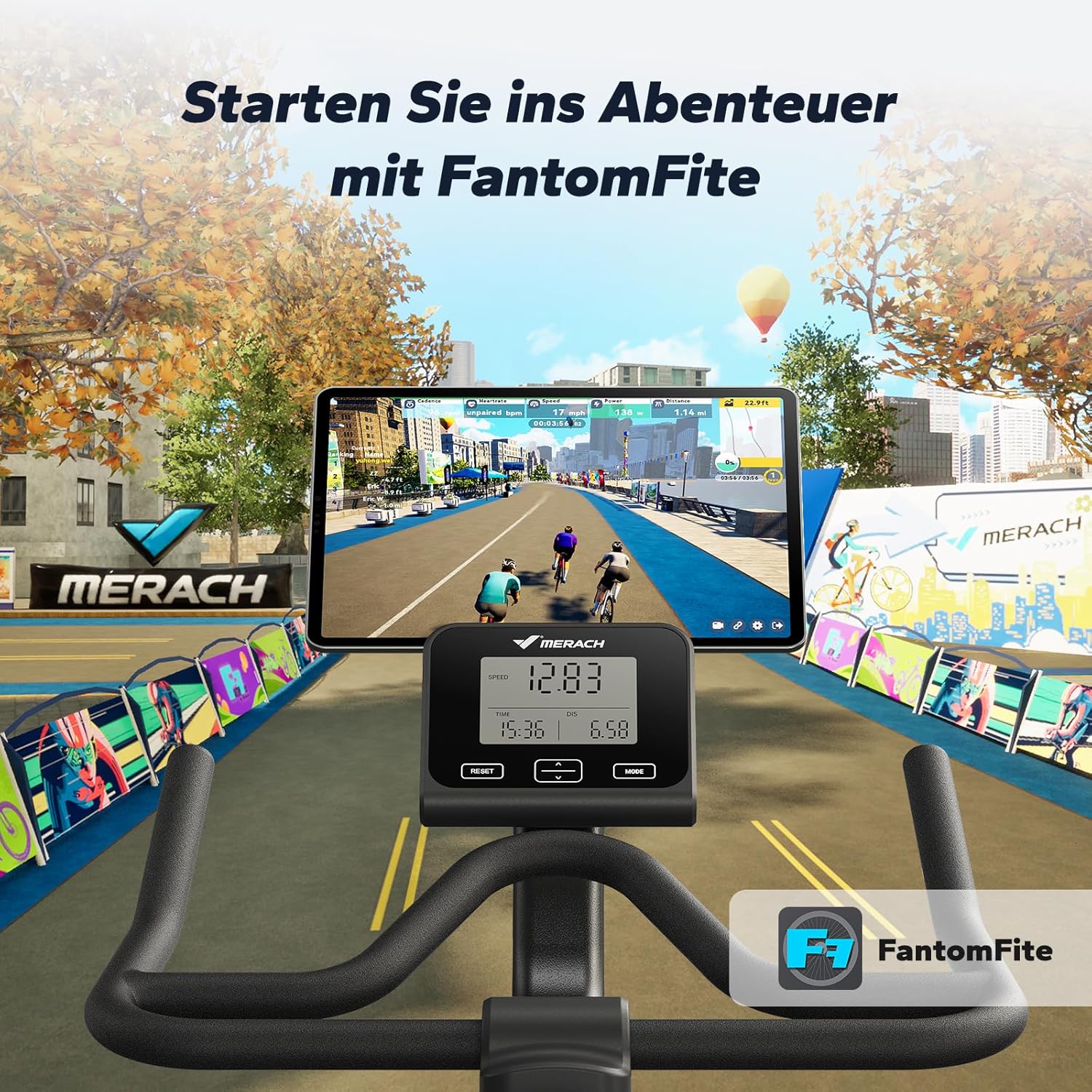 MERACH Profi-Heimtrainer Fahrrad mit 10kg Schwungrad, Max Laufruhe und Stabilität, Studioähnliches Training zu Hause, Leises Magnetbremssystem, Stoßdämpfender Luftkissensattel, Eigene App, Bis 158KG – Bild 8