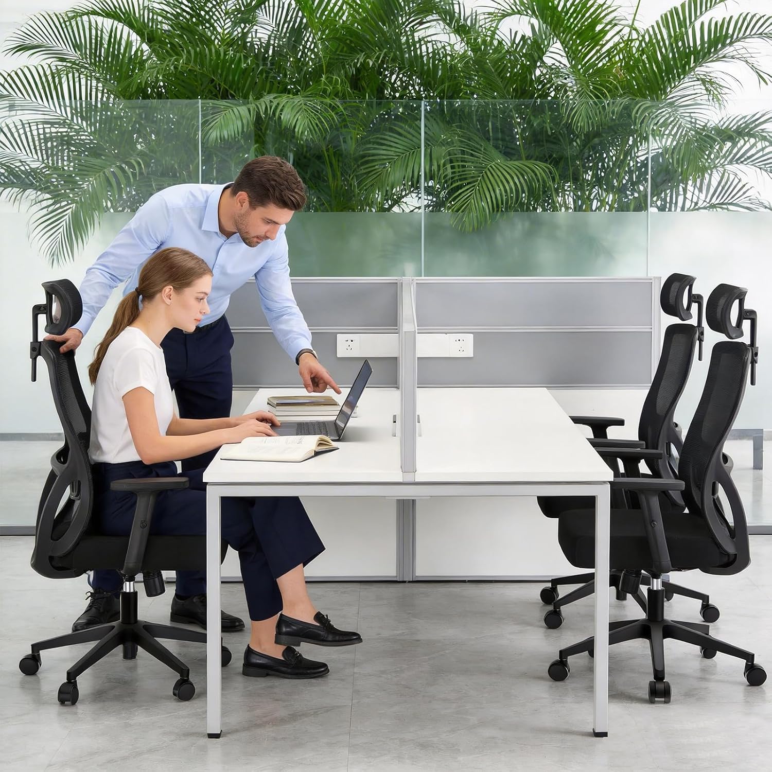 Durrafy Bürostuhl, ergonomischer Bürostuhl, 150 kg belastbar, verstellbare Lordosenstütze, Kopfstütze & Armlehnen, Drehstuhl mit Liegefunktion, hohe Rückenlehne als Schreibtischstuhl, schwarz – Bild 2