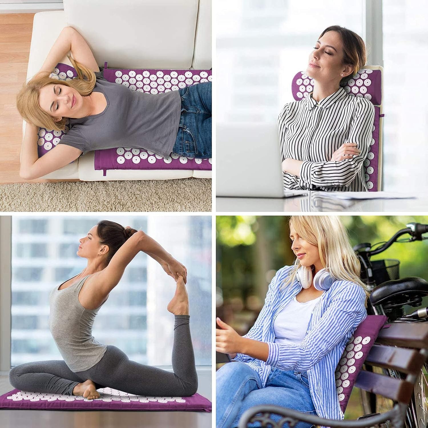 Akupressur-Set, Akupressurmatten-Kissen für wohltuende Entspannung und Massage, Linderung von Rückenschmerzen, Kopf- und Nackenschmerzen, Stress und Schlafstörungen zu Hause, im Büro oder auf Reisen – Bild 6