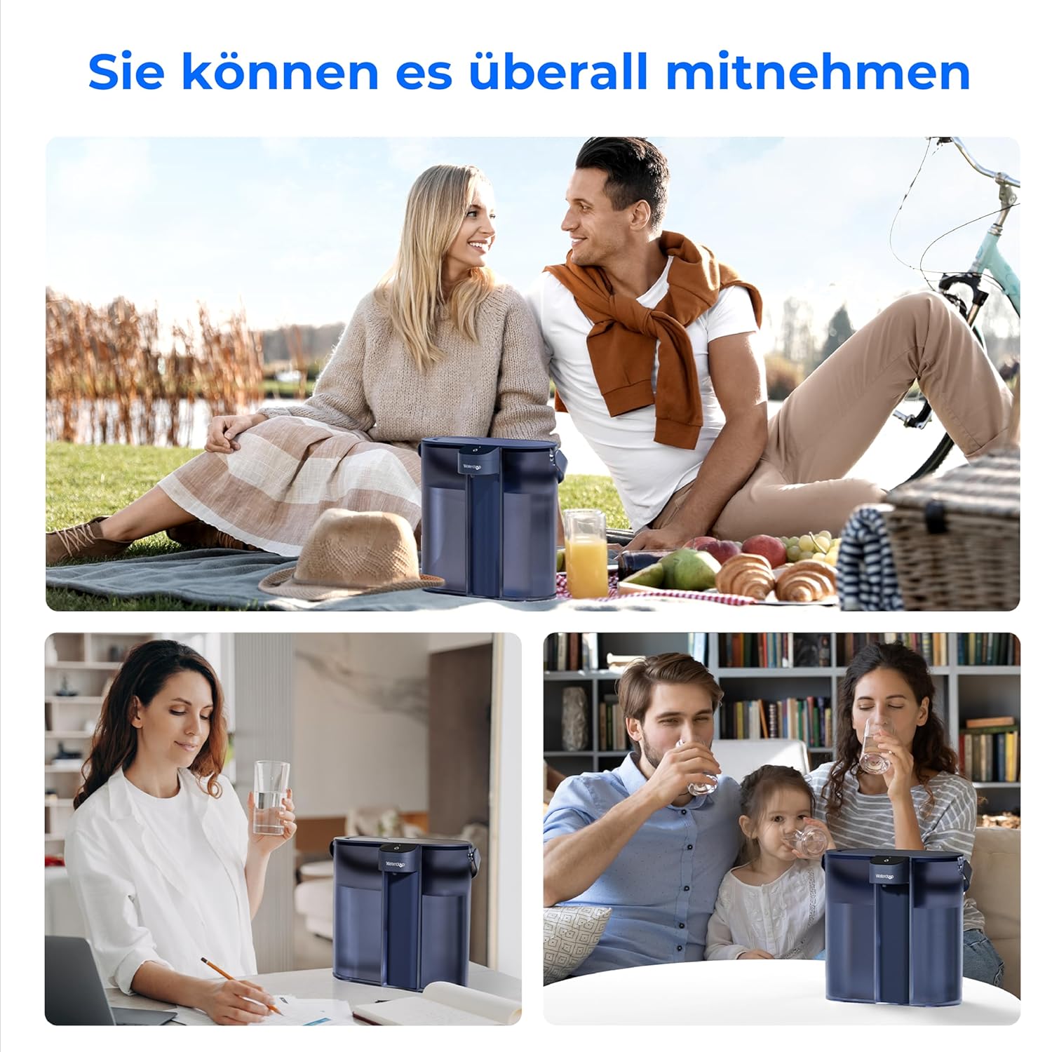 Waterdrop Kompakter sofortiger elektrischer Wasserfilterkrug mit 3-Monats-Filter, Wasserfilterkrüge für die Arbeitsplatte, reduziert Chlor, Blei, Quecksilber, PFAS, PFOA/PFOS, 757 Liter, blau – Bild 8