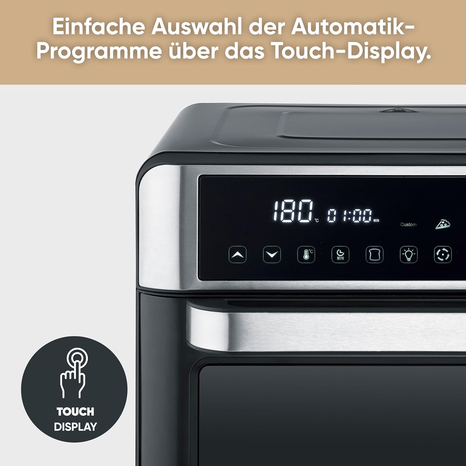 Severin 2-in-1 Toaster & Heißluftfritteuse, Heißluftfritteuse, 25 l, 12 Automatikprogramme, 2200 W, mit LED-Anzeige, Timer, inkl. Backblech, Grillrost, Frittierkorb, 40–220 °C, Schwarz/Silber, TO 9579 – Bild 4