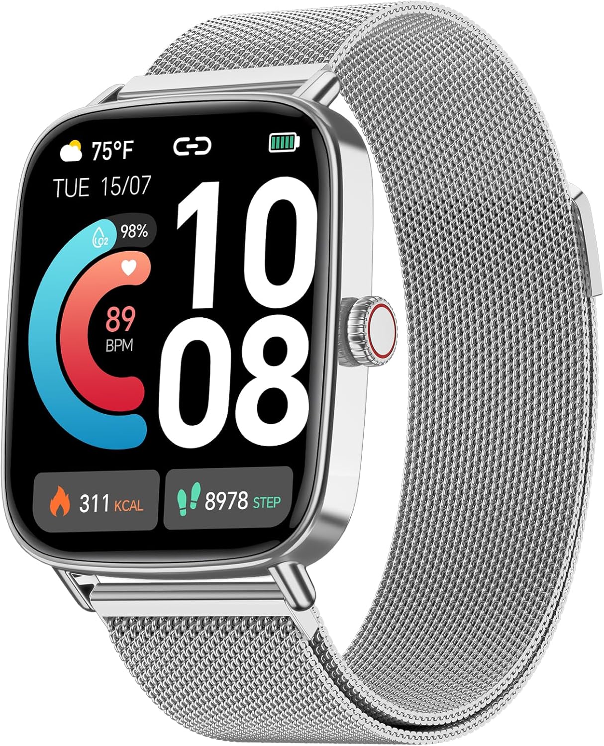 Smartwatch Herren Damen mit Telefonfunktion, 1,85 Zoll HD-Uhren mit Herzfrequenz-Schlafmonitor SpO2 Schrittzähler, 110+ Sportmodi Fitnessuhr, IP68 wasserdichte Smartwatch kompatibel mit iOS/Samsung/Android