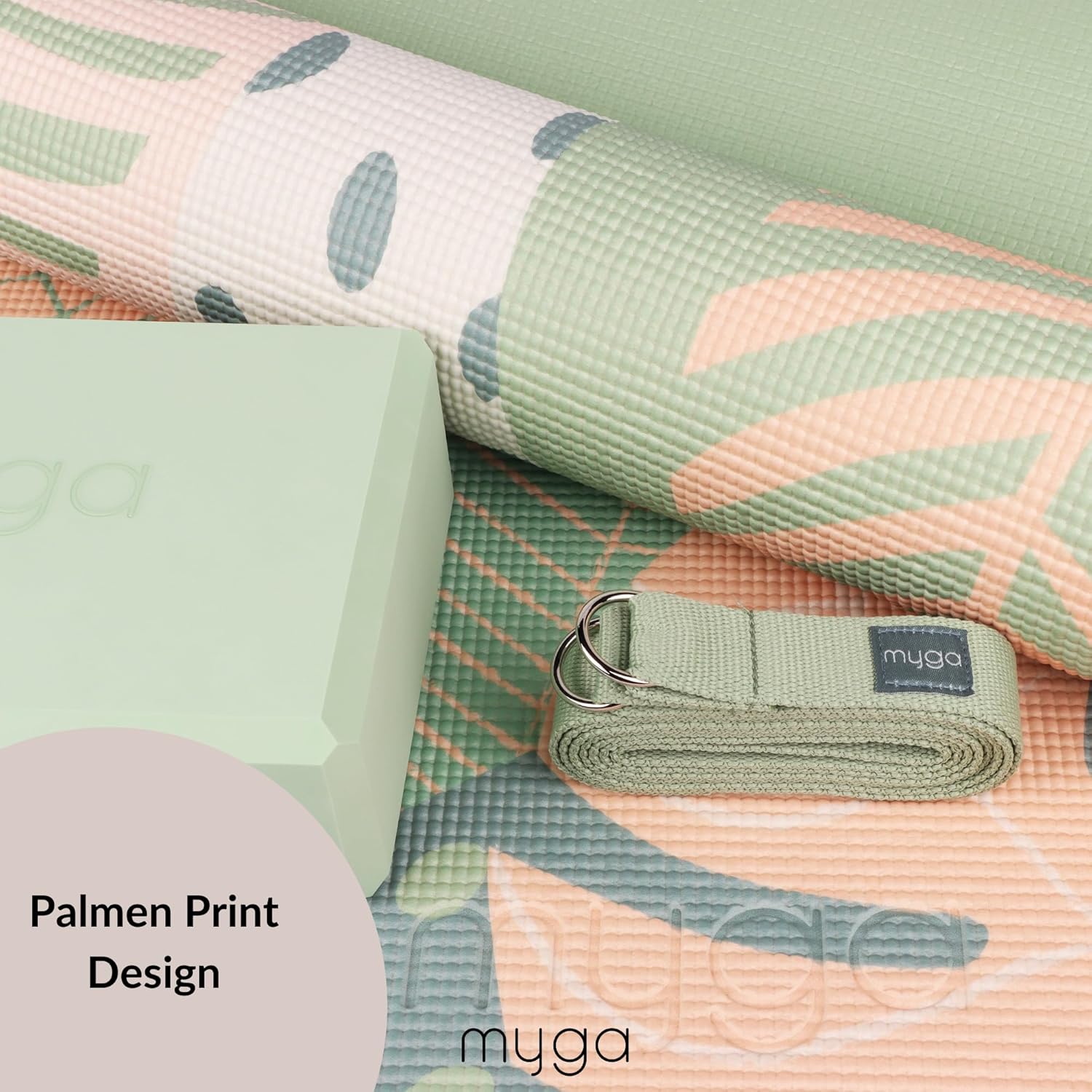 Myga Yoga Starter Kit, Komplettset mit Yogamatte, Yogablock & Gurt, rutschfest & unterstützend, ideal für Anfänger & Zuhause sowie auf Reisen, verschiedene Druckdesigns – Bild 7
