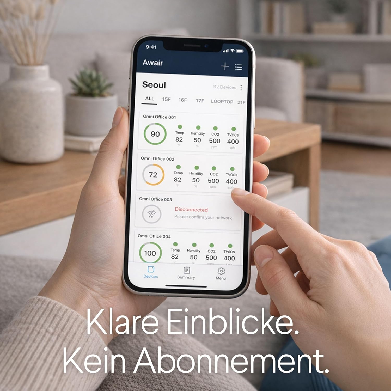 Awair Element Smart Air Quality Monitor – Professioneller CO2-, PM2,5-, VOC- und Temperatursensor, Echtzeit-Raumluftüberwachung, iOS- und Android-App, schaffen Sie das gesündeste Raumklima – Bild 6