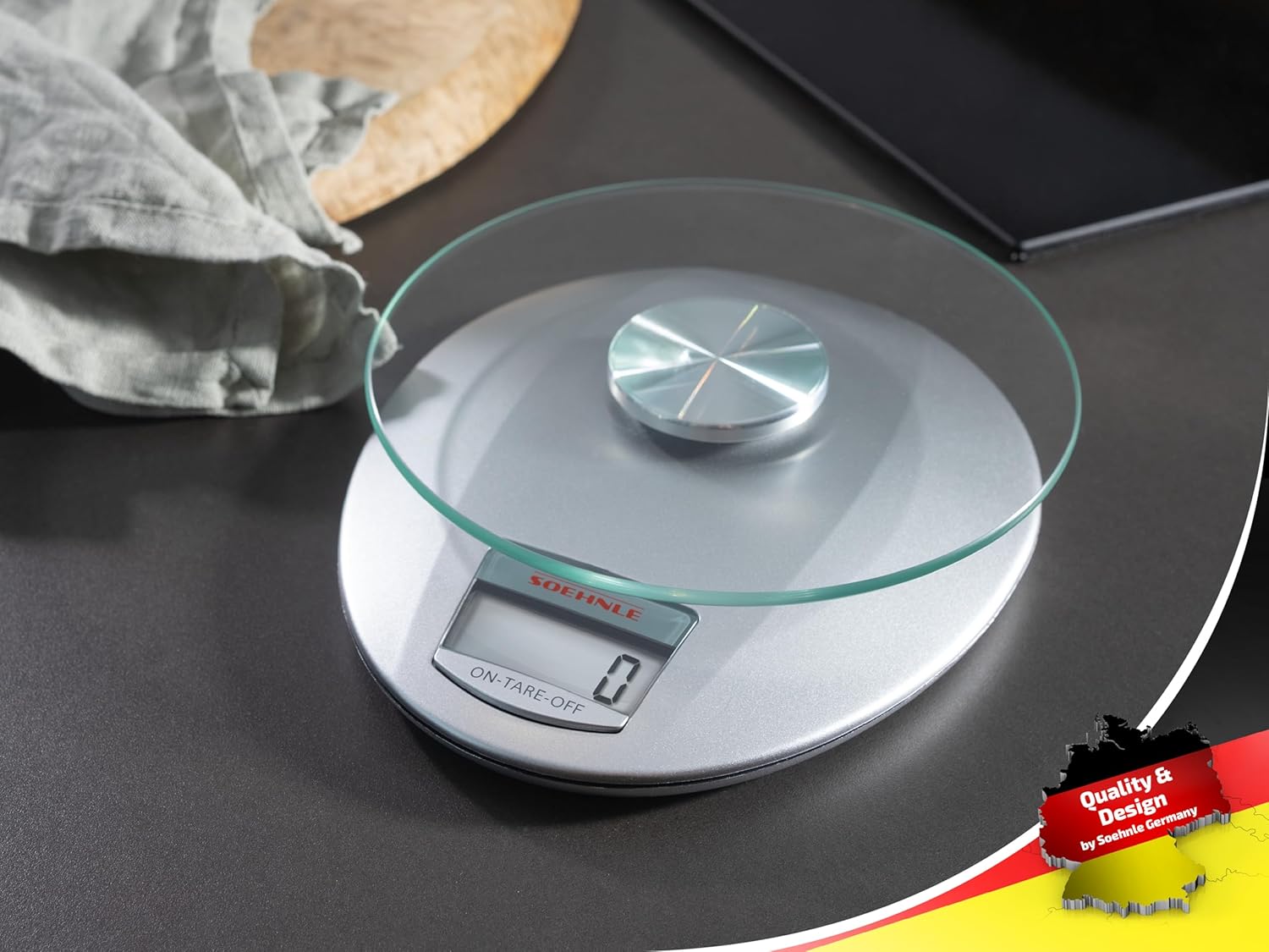 Soehnle Roma Küchenwaage mit 5 kg Tragkraft und 1 g Wiegegenauigkeit, digitale Küchenwaage mit praktischer Wiegefunktion (Tara), Waage für die Küche mit LCD-Display und Abschaltautomatik, Silber – Bild 2