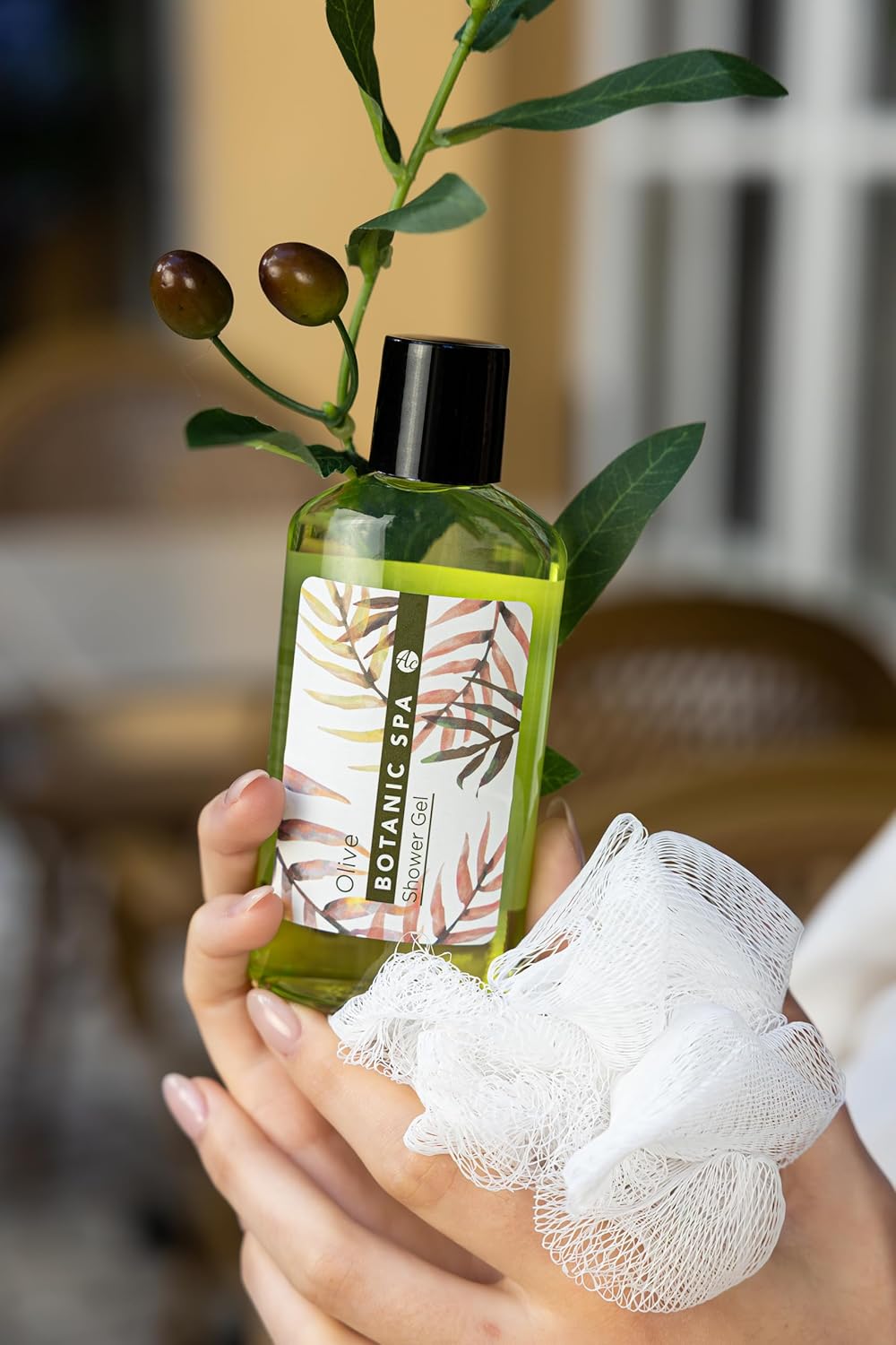 Accentra Olive Spa Badeset, Pflegeset für Damen mit 150 ml Duschgel, 60 ml Körperlotion, 150 g Badesalz und 10 g Netzschwamm im Seegraskorb, Wellness-Geschenkset für Geburtstag und Muttertag – Bild 10