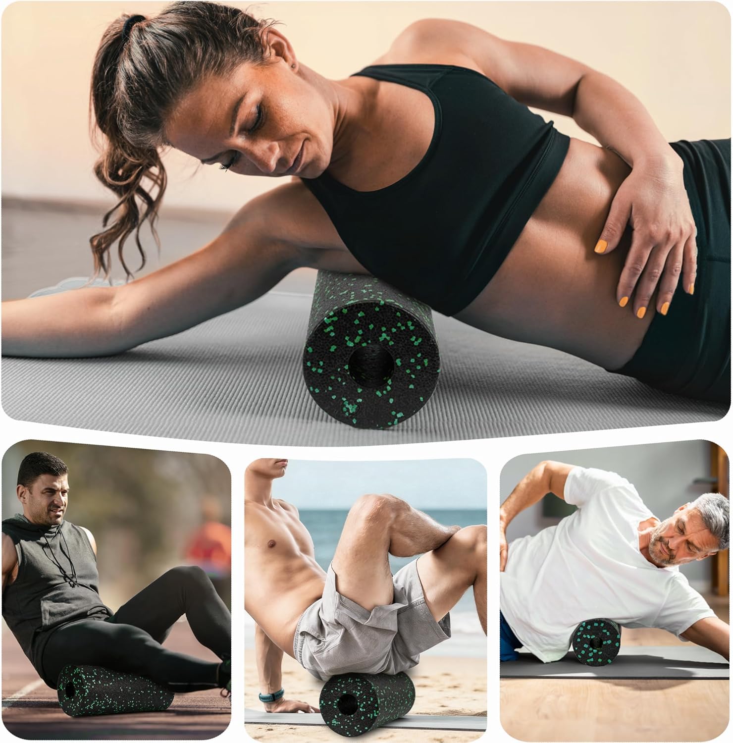 Faszienrolle Set Foam Roller Faszien Set mit Großer und Mini Faszienrolle Klein Faszienball und Duoball für Intensive Massage Faszien Training von Muskeln – Bild 8