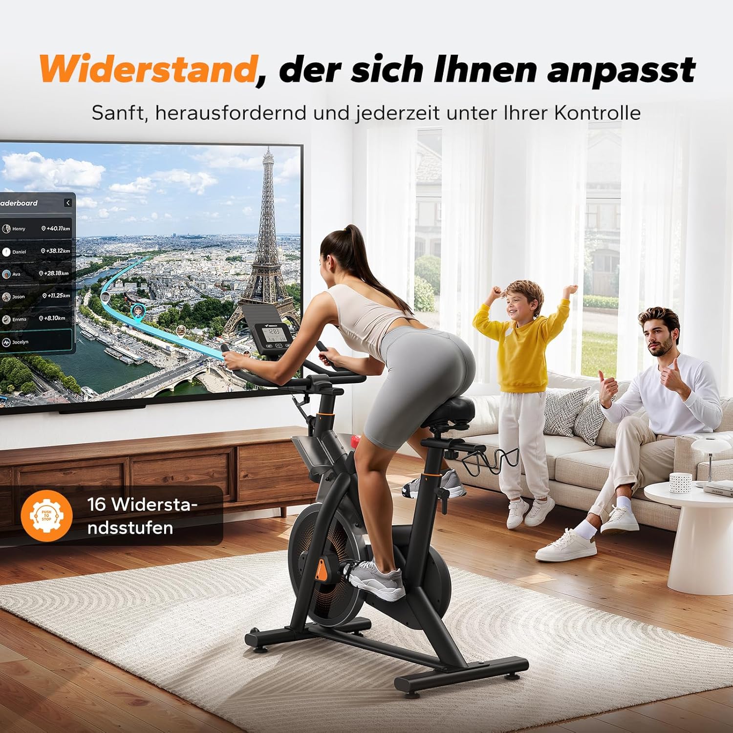 MERACH Profi-Heimtrainer Fahrrad mit 10kg Schwungrad, Max Laufruhe und Stabilität, Studioähnliches Training zu Hause, Leises Magnetbremssystem, Stoßdämpfender Luftkissensattel, Eigene App, Bis 158KG – Bild 5