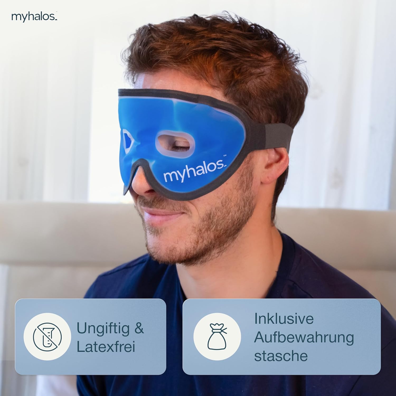 Kühlende Gesichtsmaske gegen geschwollene und müde Augen, Augenringe, Kopfschmerzen, Migräne, Hut und Sonnenbrand, Wärme- und Kühlmasken für die Augen, Eismaske für das Gesicht für Männer und Frauen – Bild 8