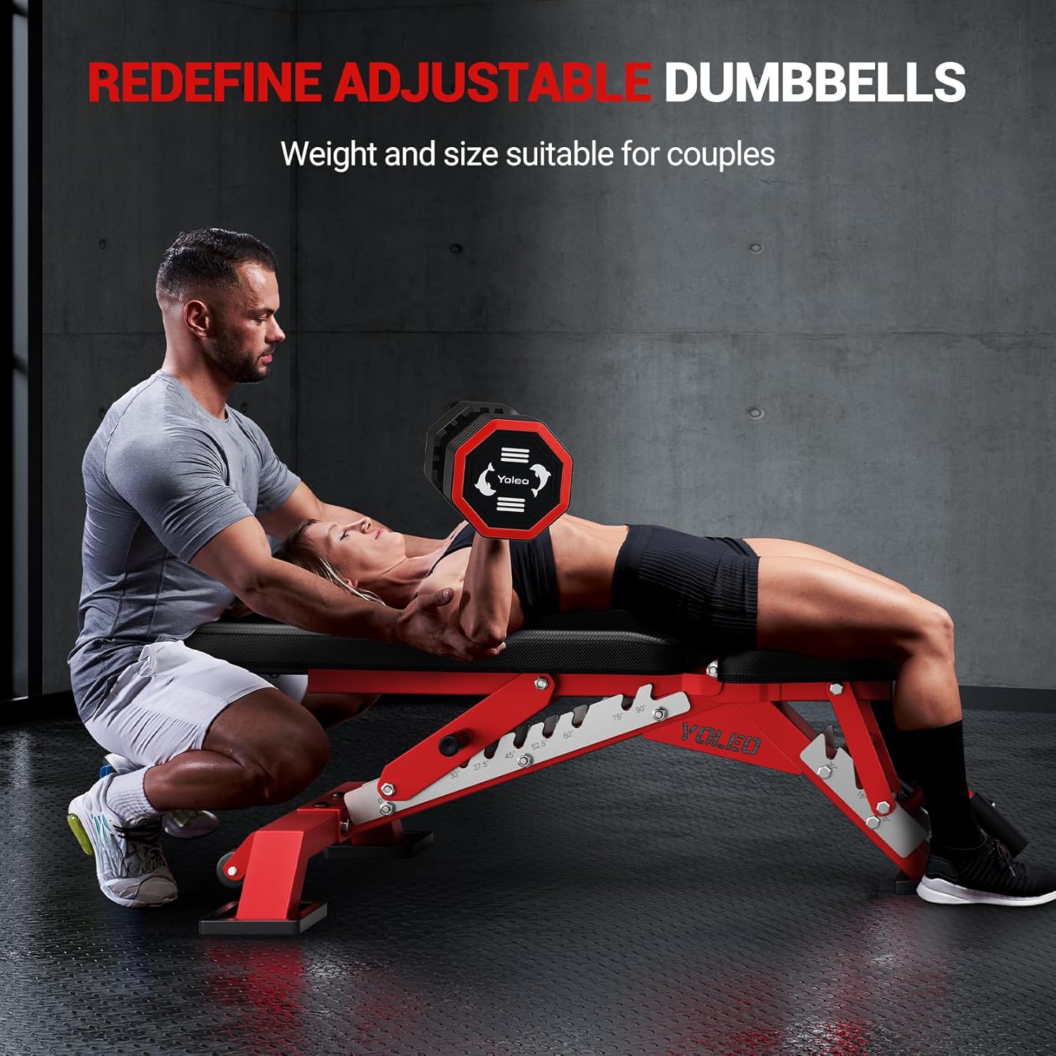 Yoleo Hantelset Verstellbare Hanteln, Adjustable Dumbbell Set 4 in 1 Premium Drehbare Befestigungsart Gewichte Tai-Chi-Stil 2/4/6/8/10/20/KG Kombinieren Sie es mit einem weichen TPU-Gummigriff – Bild 7