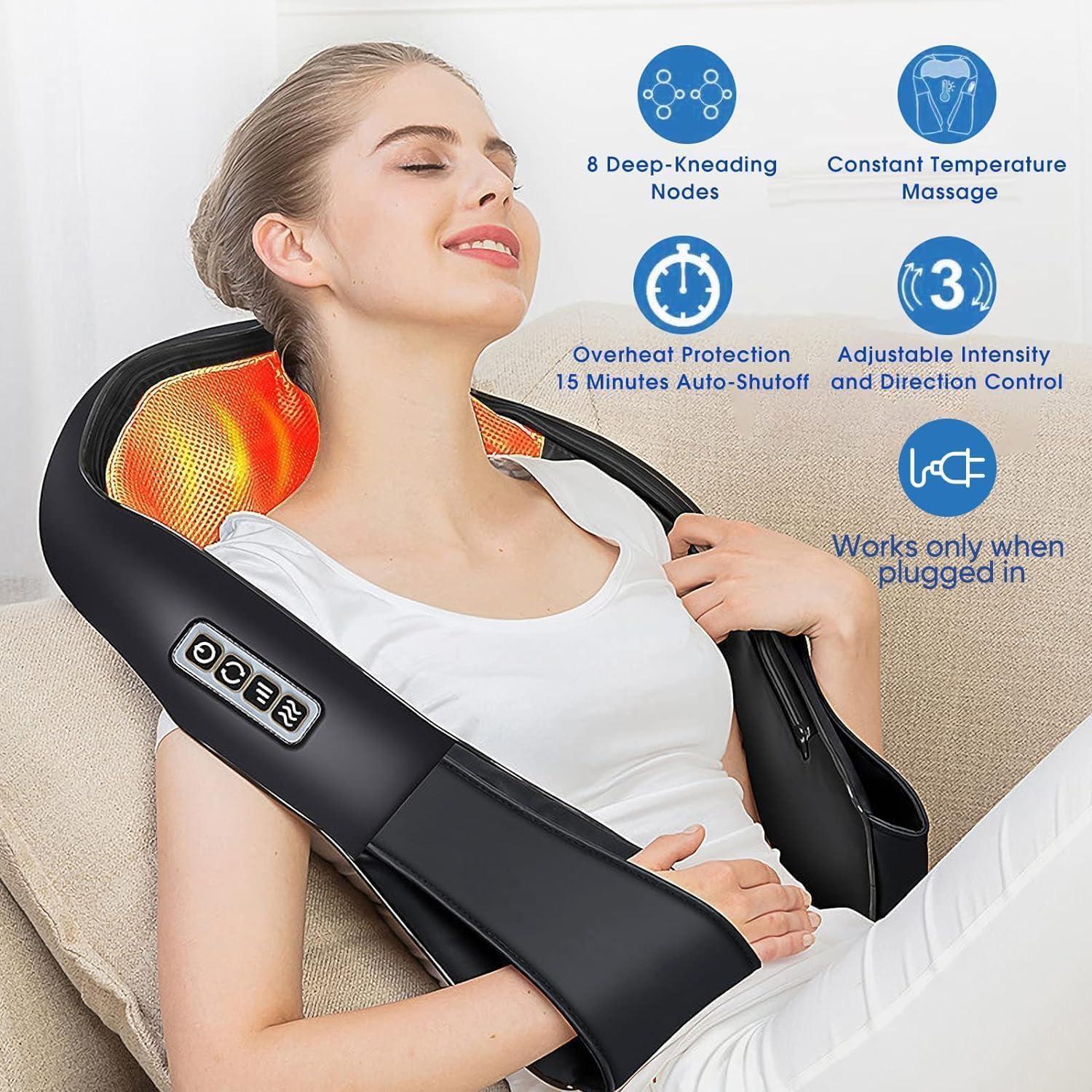 AERLANG Massagegerät Schulter-Nackenmassagegerät mit Wärme, Weihnachtsgeschenke, Shiatsu-Rückenmassagegerät, Massagegerät Nacken, Rücken, Nackengeschenke für Frauen, Männer – Bild 3