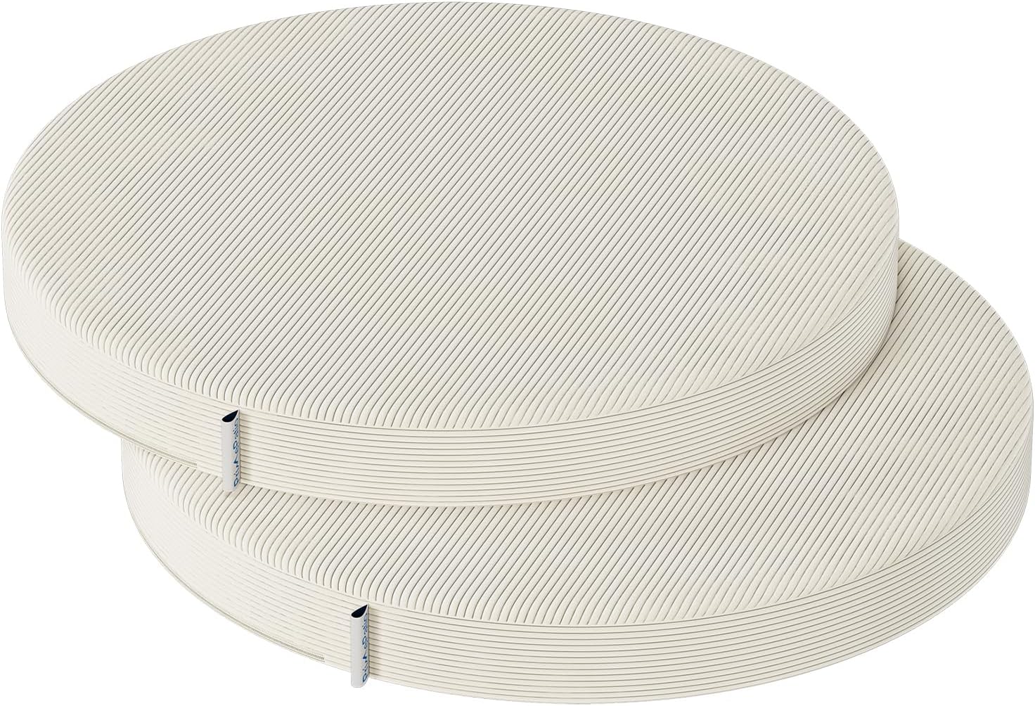 Rundes Stuhlkissen-Set (2, Beige) 35 x 35 x 5 cm – Sitzkissen aus hochdichtem Schaumstoff für Küchenstuhl, Gartenstuhl – waschbarer Bezug für drinnen und draußen