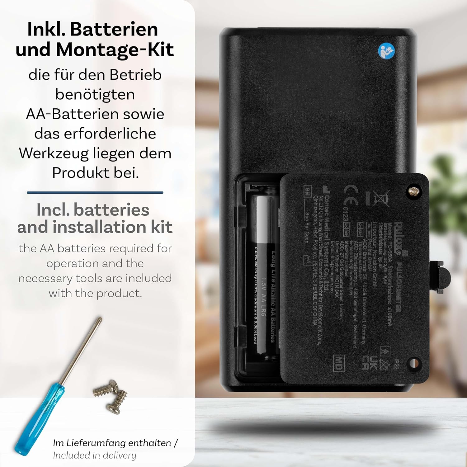 Pulox Pulsoximeter PO-650A Handpuls- und SpO2-Messgerät mit externem Sensor zur Langzeitmessung mit Datenspeicher und akustischem Warnsignal – Bild 3