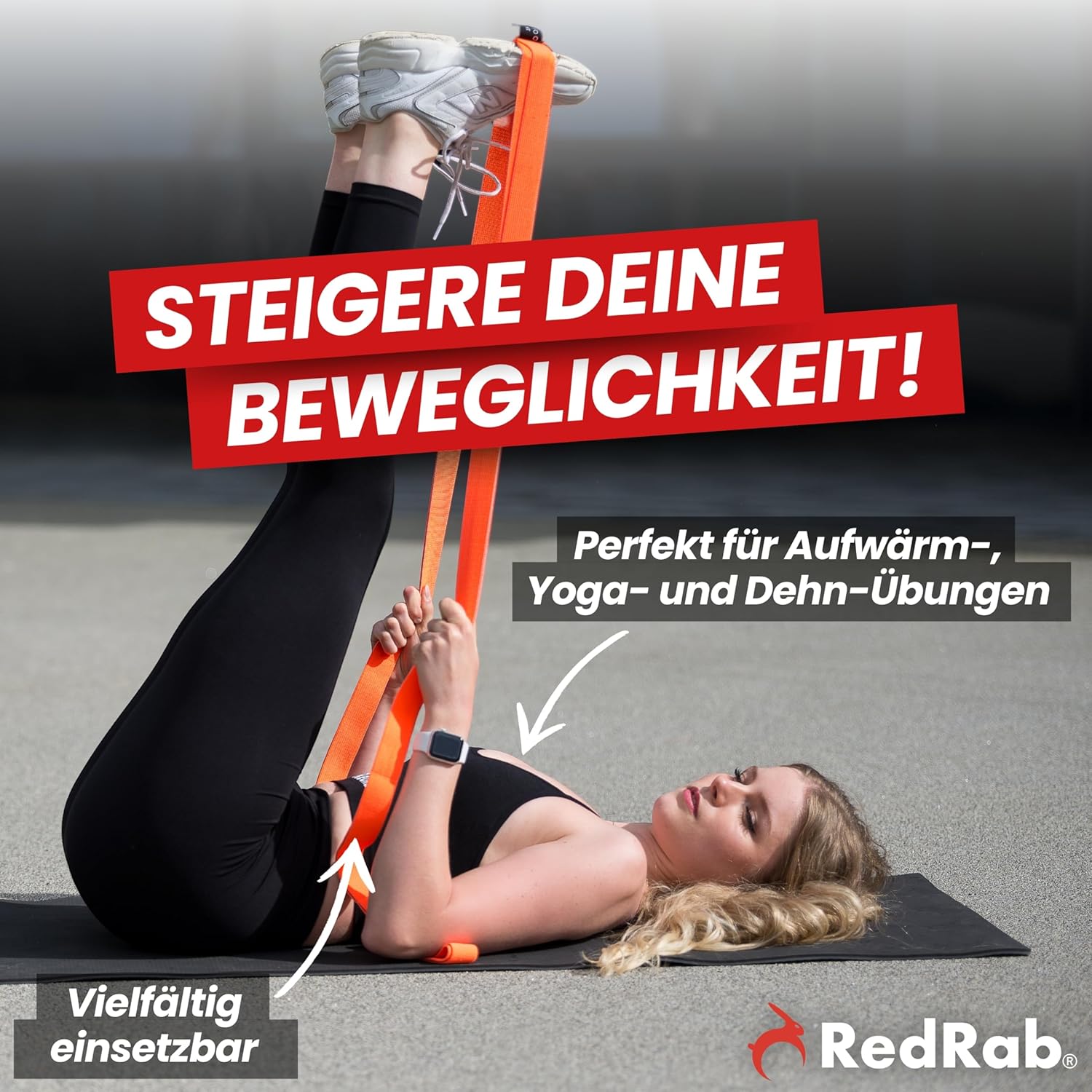 RED RAB Fitnessbänder Stoff – Übungsband mit Schlaufen – 245 cm lang – Widerstandsbänder & Widerstandsbänder Krafttraining – Fitnessband, Widerstandsband Fitness, Gummiband Sport – Bild 4