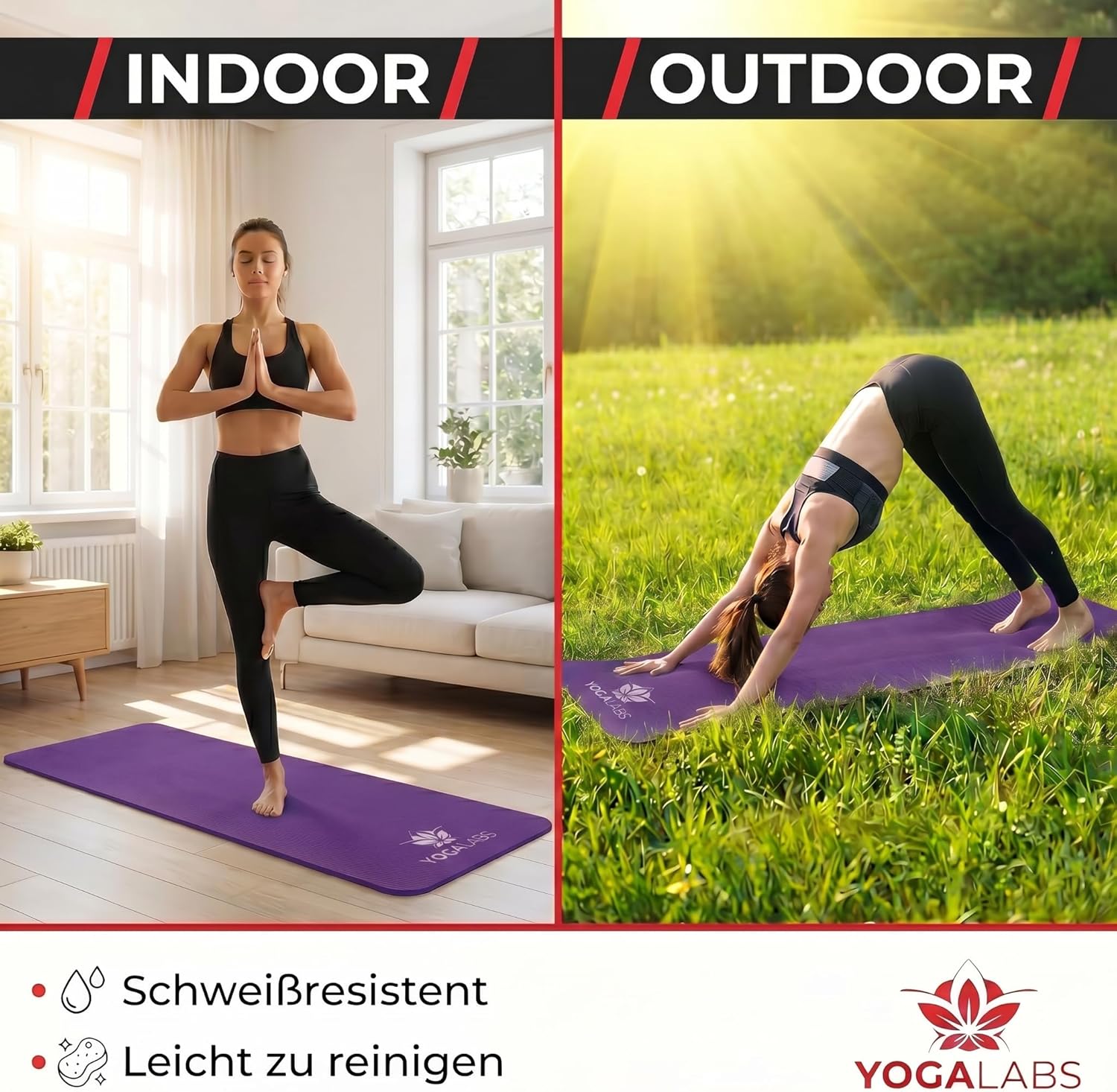 NRB Yogamatte 183 x 61 x 1,5 cm – extra dicke Fitnessmatte & Gymnastikmatte – rutschfest, gelenkschonend & langlebig – Pilatesmatte mit Tragegurt – Bild 5