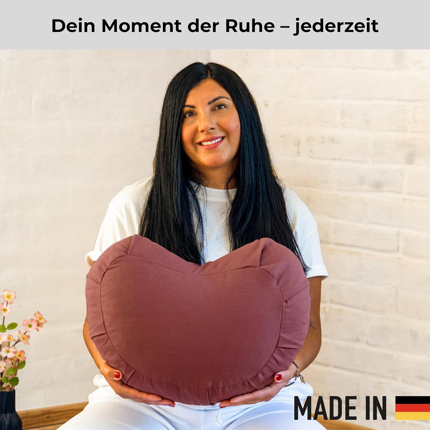 Innerer Frieden Zafu Meditationskissen | Yogakissen Bio-Dinkelfüllung | Yogakissen Halbmond | Hergestellt in Deutschland | Meditationskissen Halbmond | Waschbarer Bezug aus 100 % Bio-Baumwolle (Forest Berry) – Bild 8