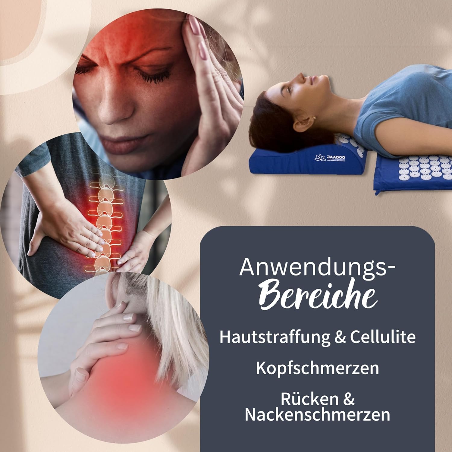 Akupressurmatte mit Kissen – perfekt für Anfänger (Memory-Schaum passt sich an) – Entspannung pur – Bezug aus 100 % Baumwolle – Akupressurmatte blau – Bild 6