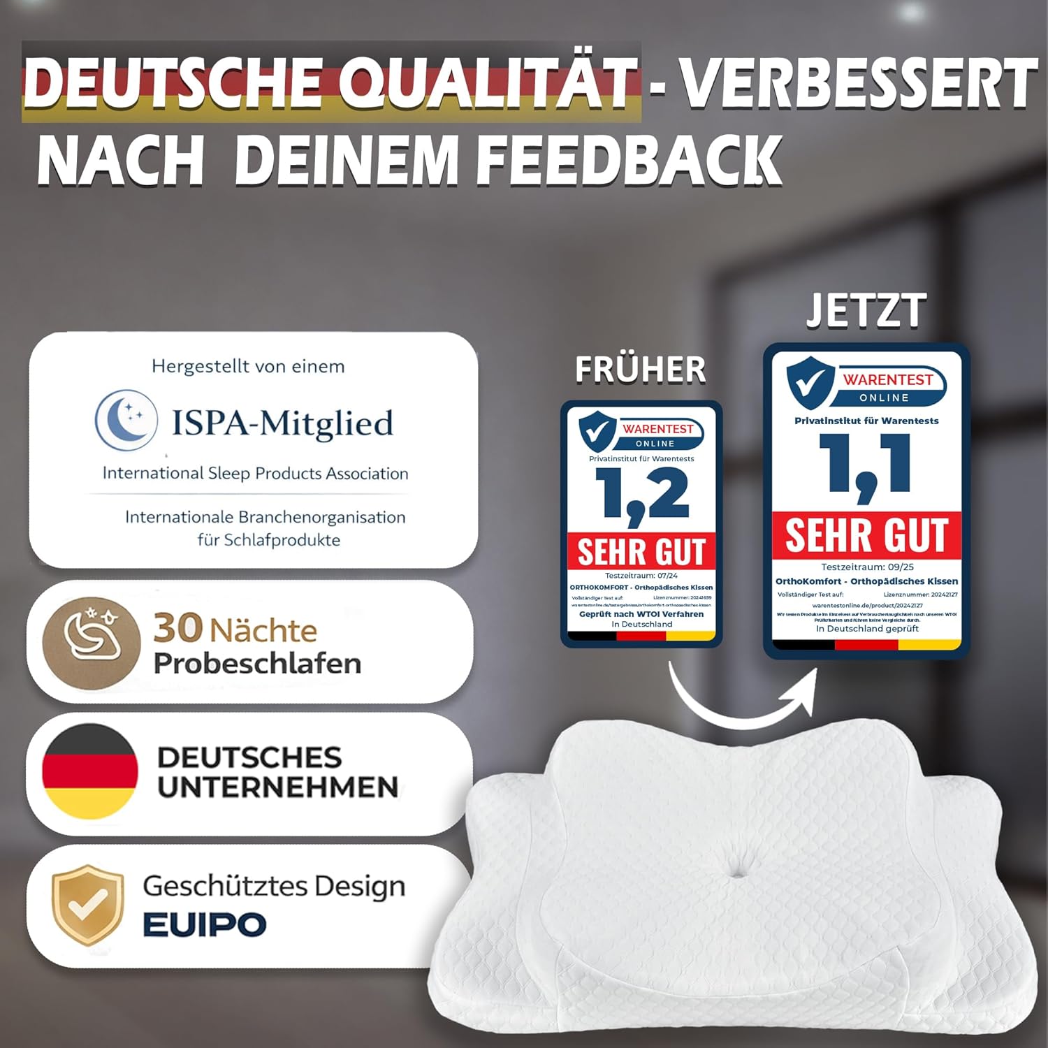 Nackenstützkissen, ergonomisches Memory Foam-Kissen für alle Schlaftypen, inklusive Bezug, Öko-Tex-geprüft, temperaturausgleichende Wirkung, weiß – Bild 7