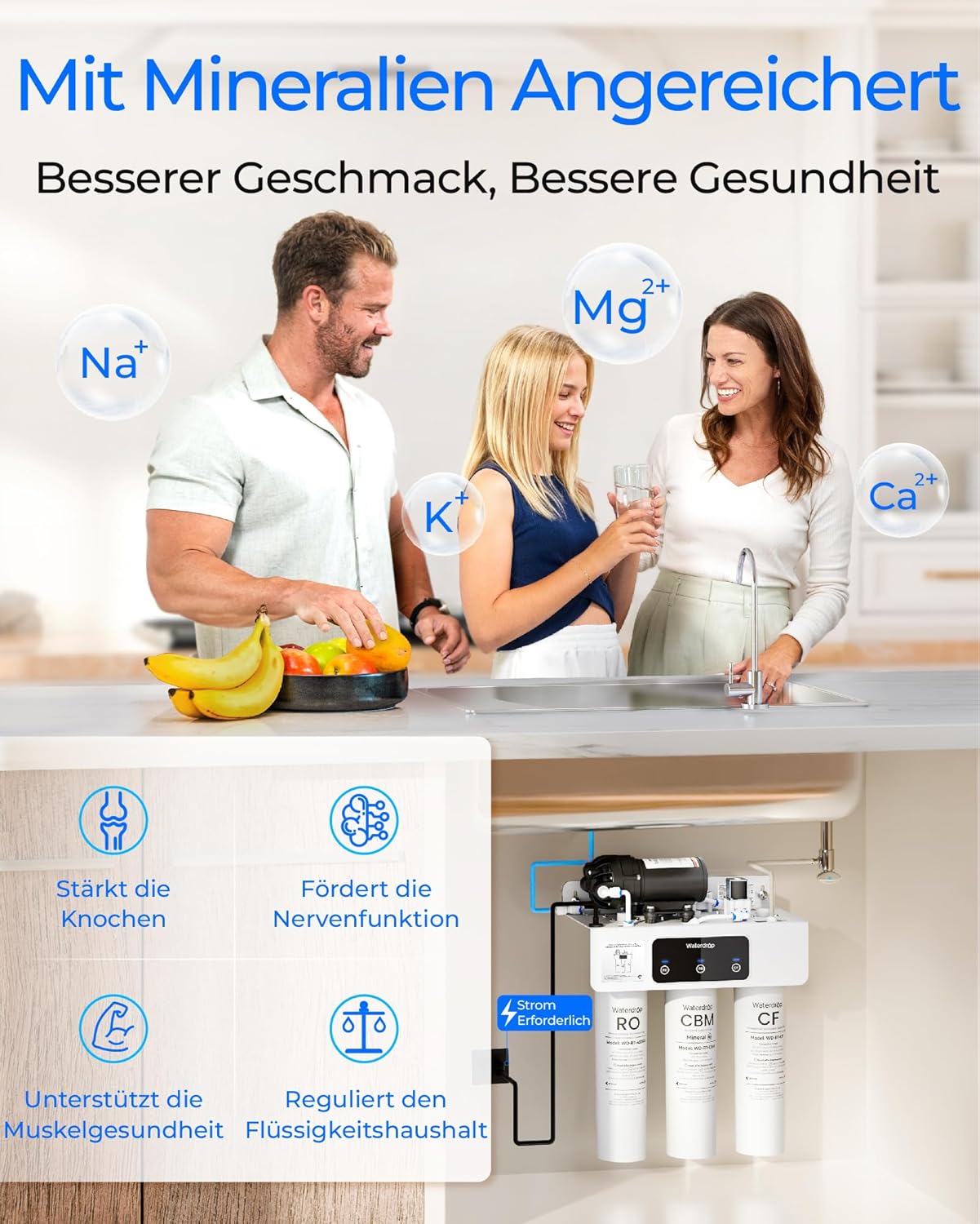 Waterdrop T3-M Remineralisierungs-Umkehrosmosesystem, NSF/ANSI 372-zertifiziert, 9-stufiger RO-Wasserfilter, 450 GPD Tankless-Wasserfiltersystem, 2:1 rein zum Abfluss, Stromanschluss erforderlich – Bild 4