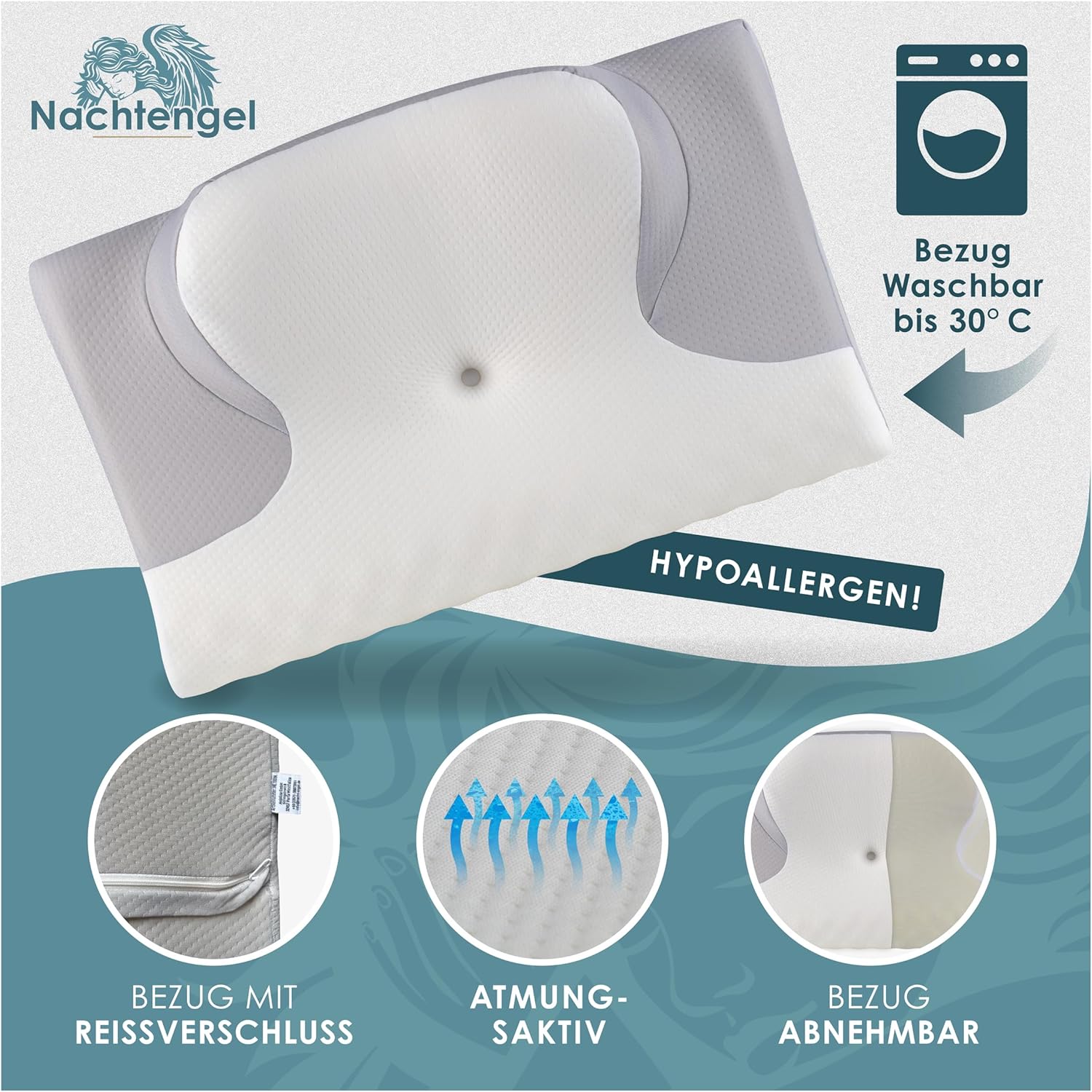 Orthopädisches Memory-Schaum-Kissen, ergonomisches Kissen zur Linderung von Nackenschmerzen, IGR-zertifiziert, Nackenkissen für Rücken-, Bauch- und Seitenschläfer – Bild 6